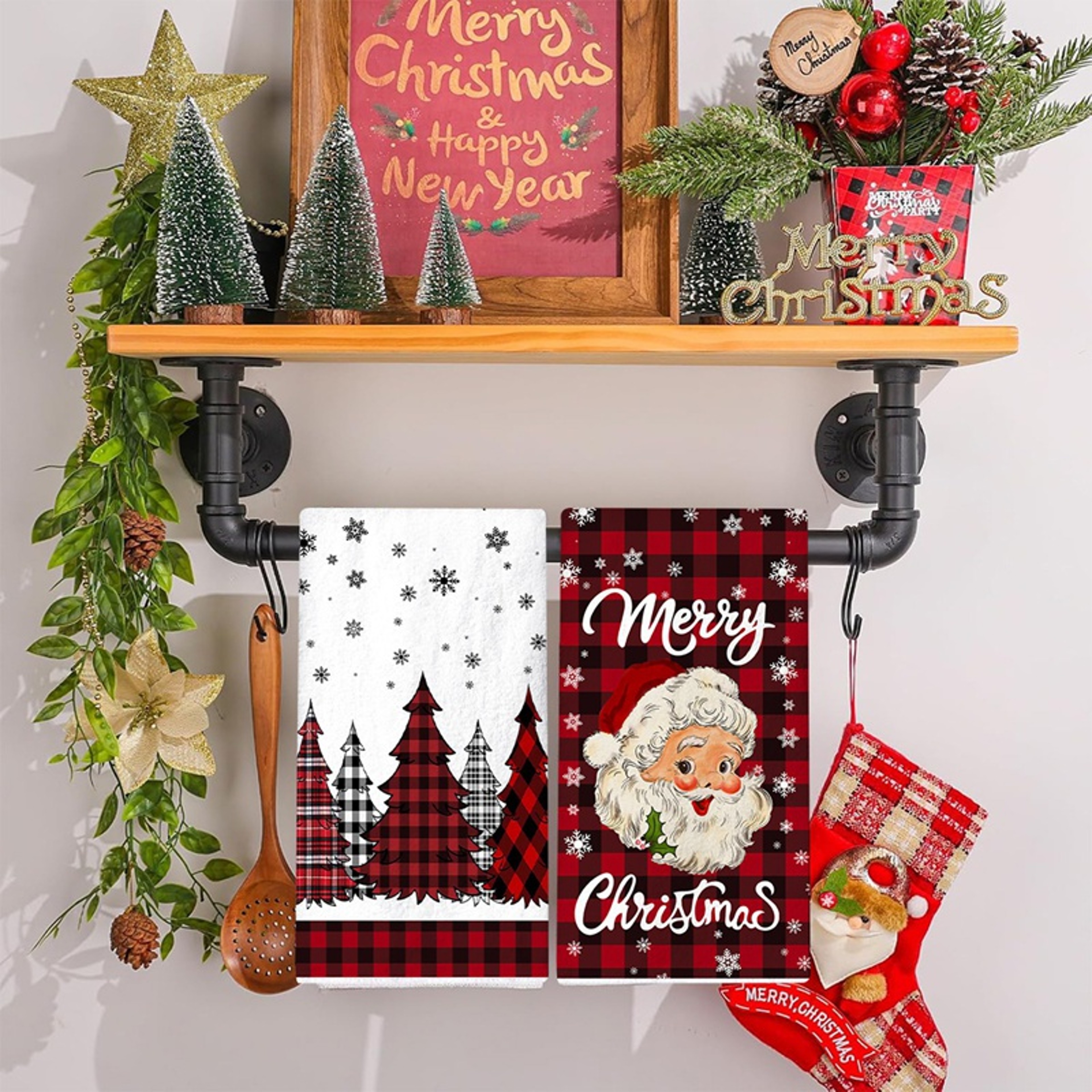 Merry Christmas Party Decoration, Christmas Kitchen Towels, Navidad Natal New Year Gif, Xmas Santa Claus Dish Towel – view 6