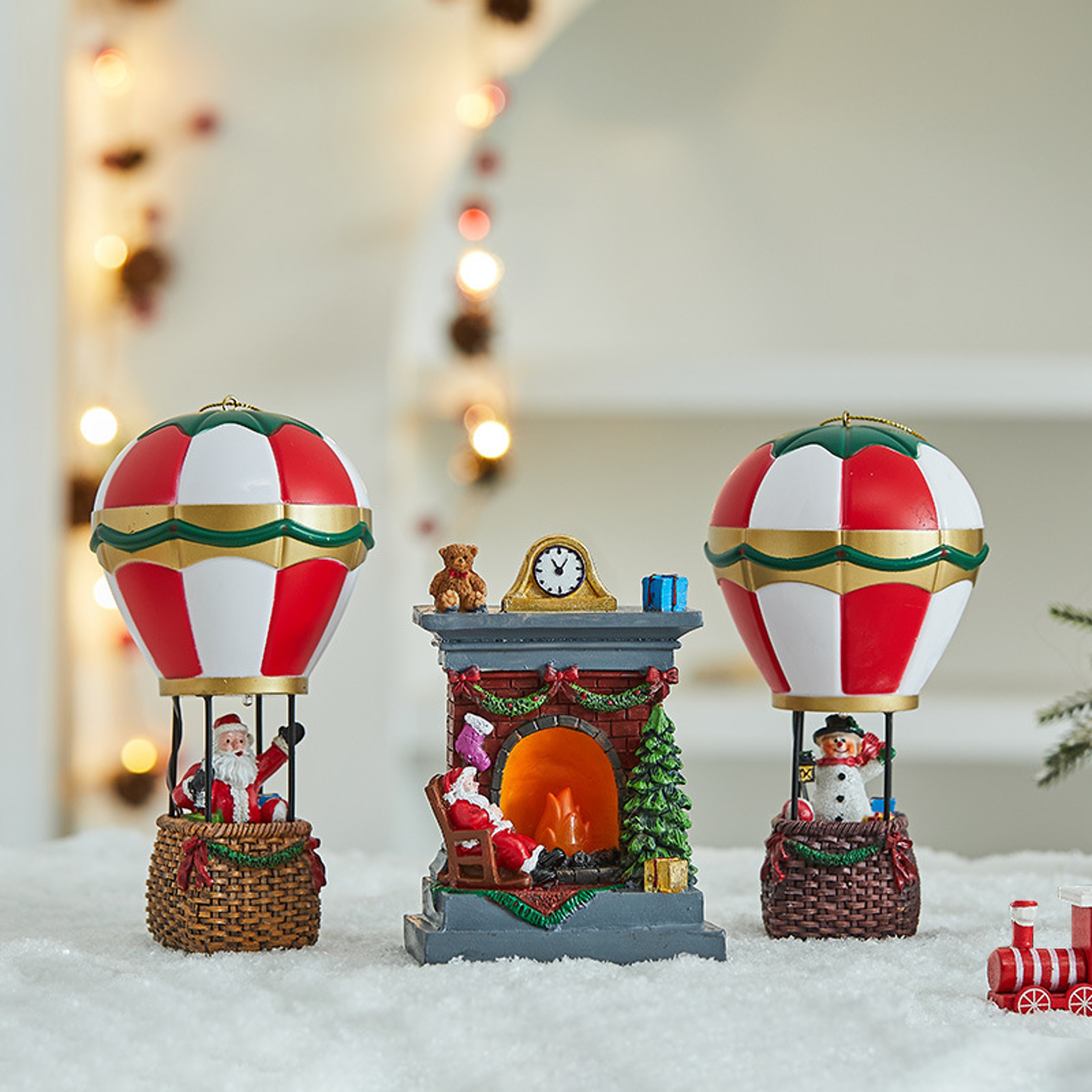 Santa Claus Snowman Hot Air Balloon Ornament, Christmas Decorations, Glowing LED Lights, Bedside Table Ornament – view 2