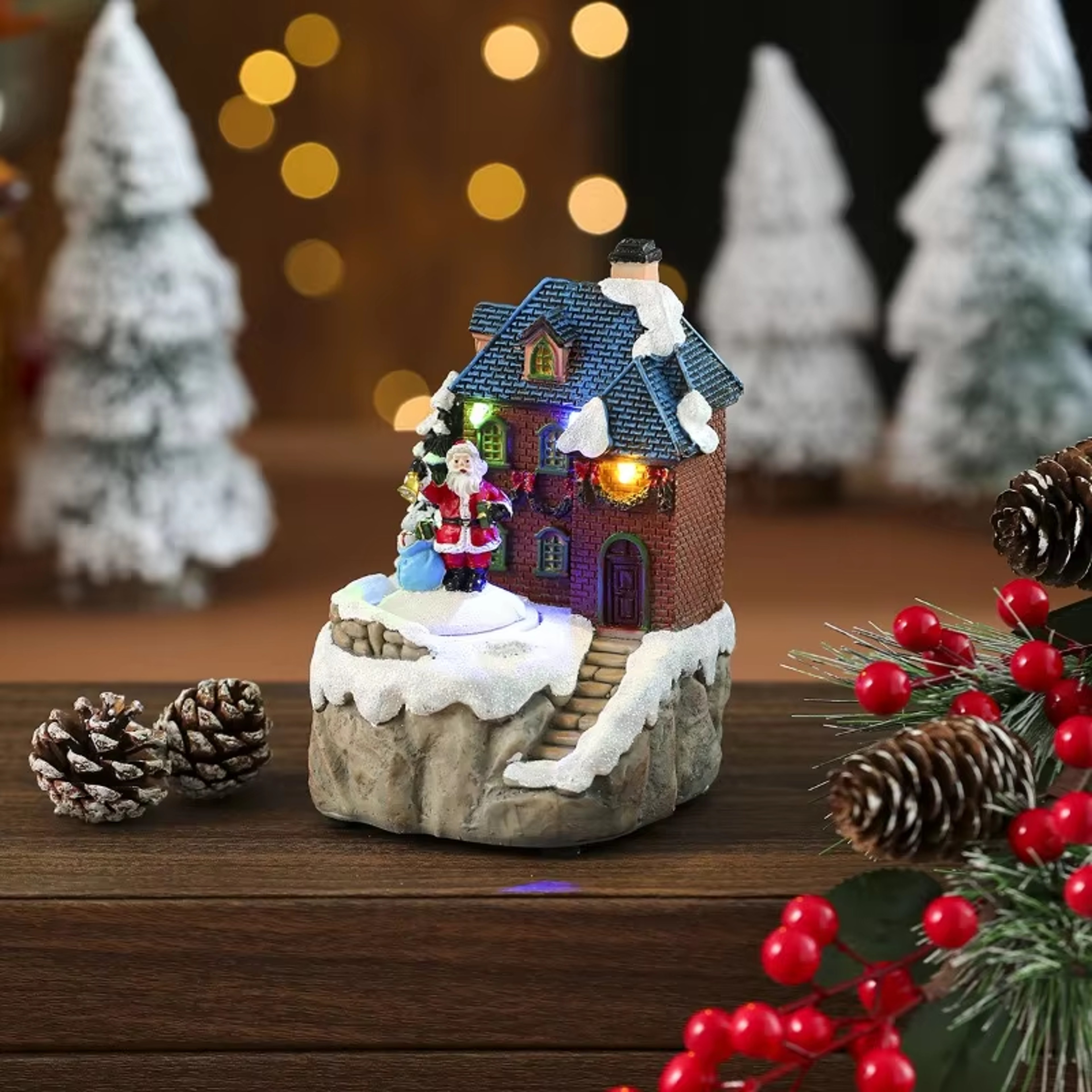 Santa Claus Snowman Hot Air Balloon Ornament, Christmas Decorations, Glowing LED Lights, Bedside Table Ornament – view 9