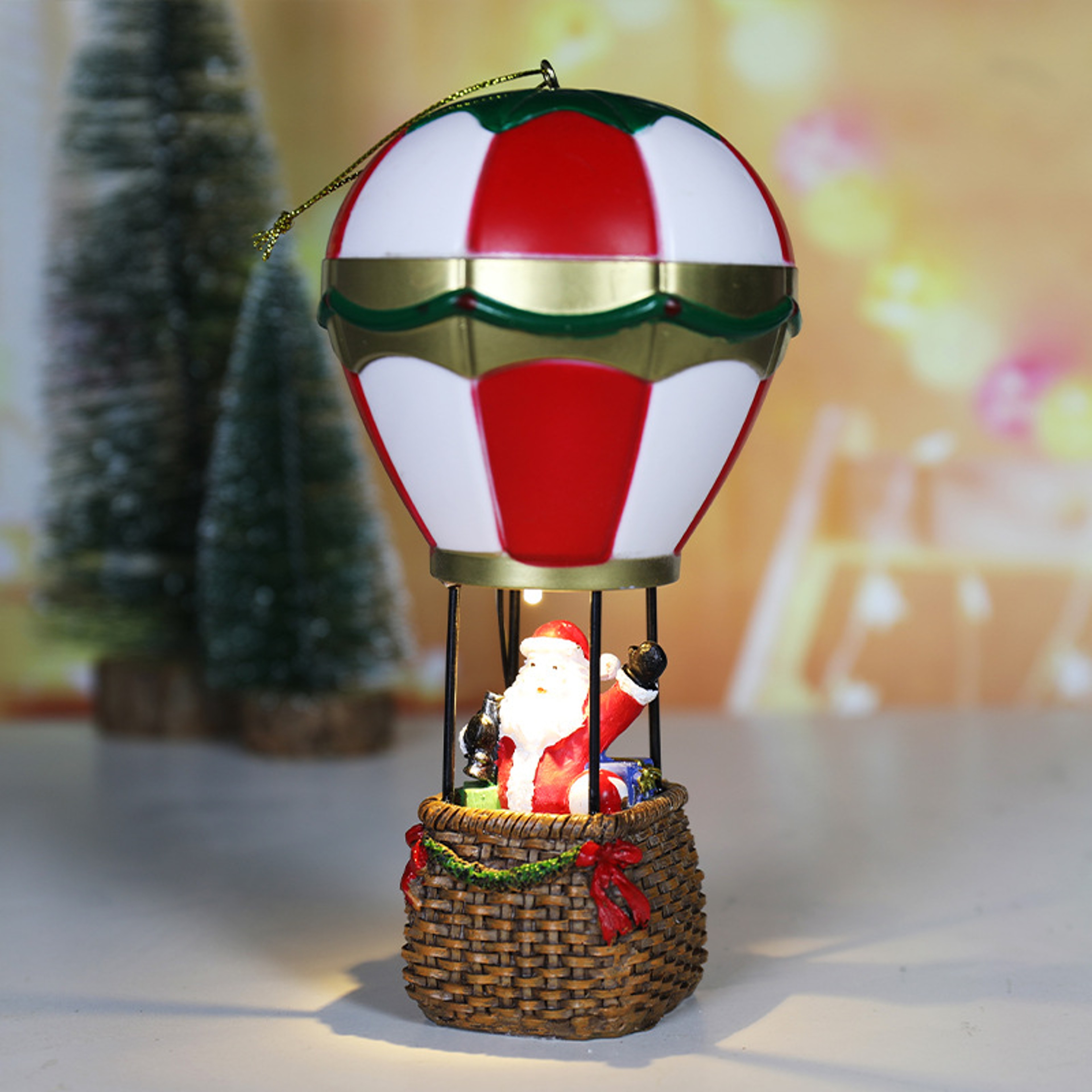 Santa Claus Snowman Hot Air Balloon Ornament, Christmas Decorations, Glowing LED Lights, Bedside Table Ornament – view 11
