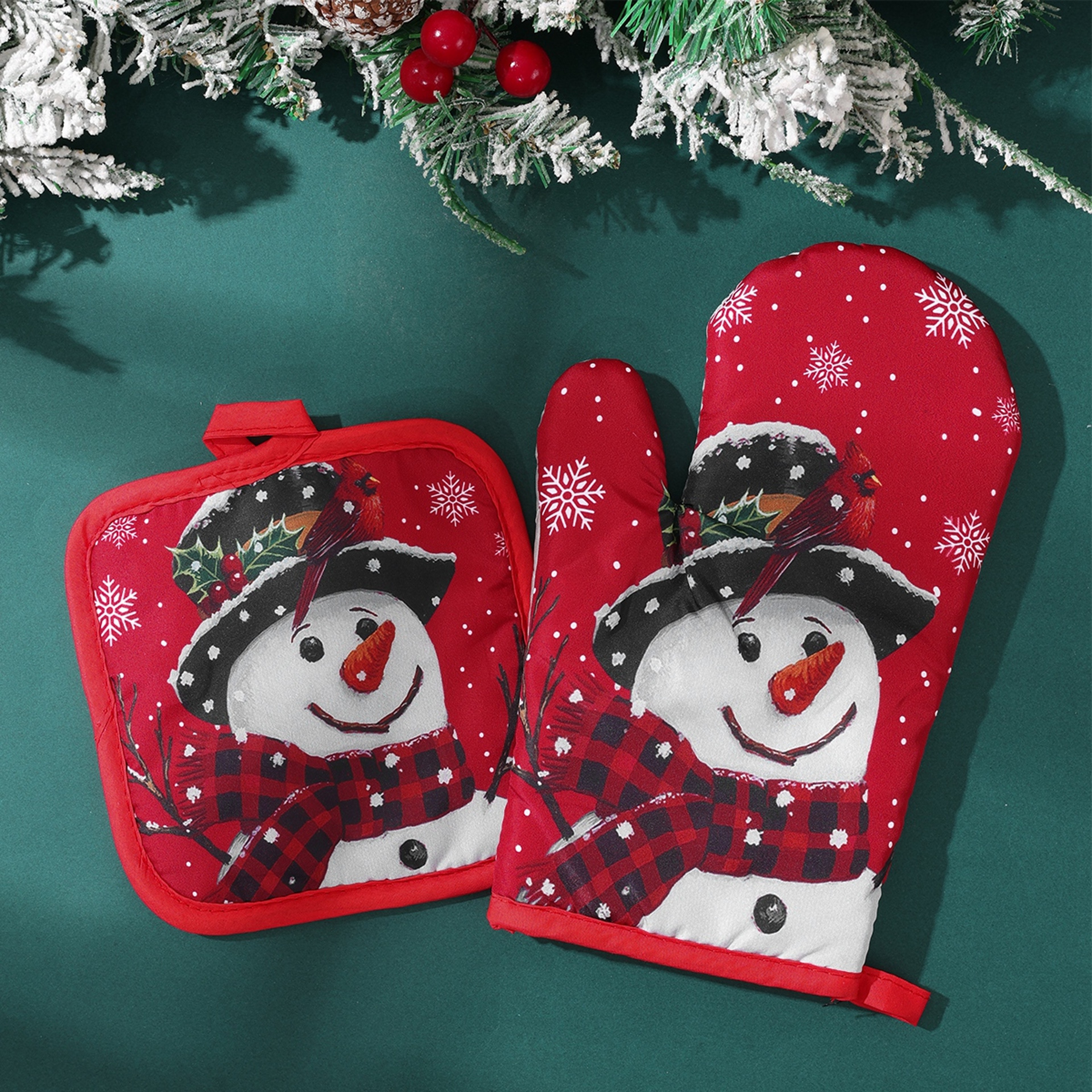 Merry Christmas Oven Gloves, Xmas Ornaments, Christmas Decoration, For Home Mitts, Navidad Natal New Year Gift – view 1