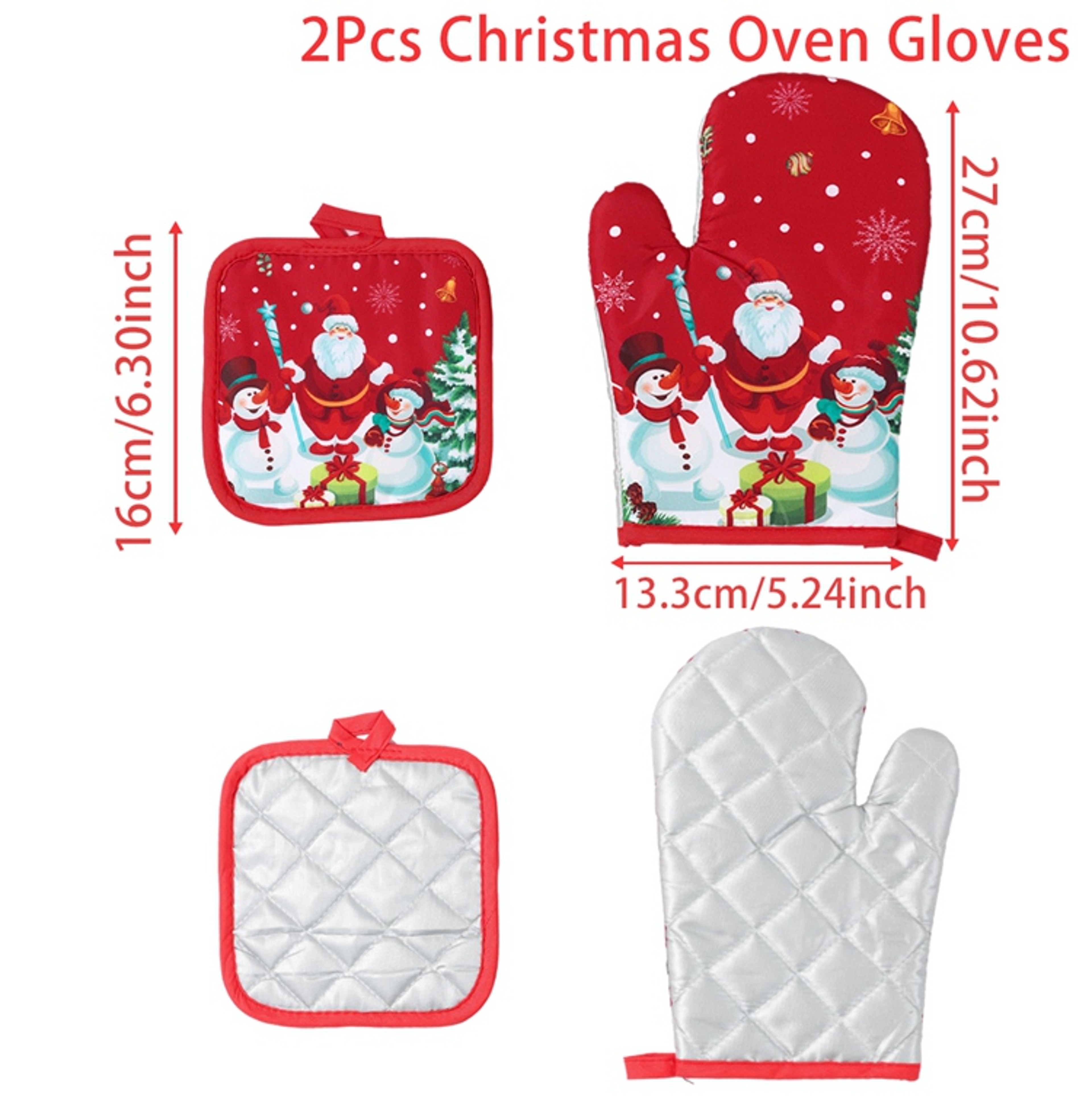 Merry Christmas Oven Gloves, Xmas Ornaments, Christmas Decoration, For Home Mitts, Navidad Natal New Year Gift – view 7