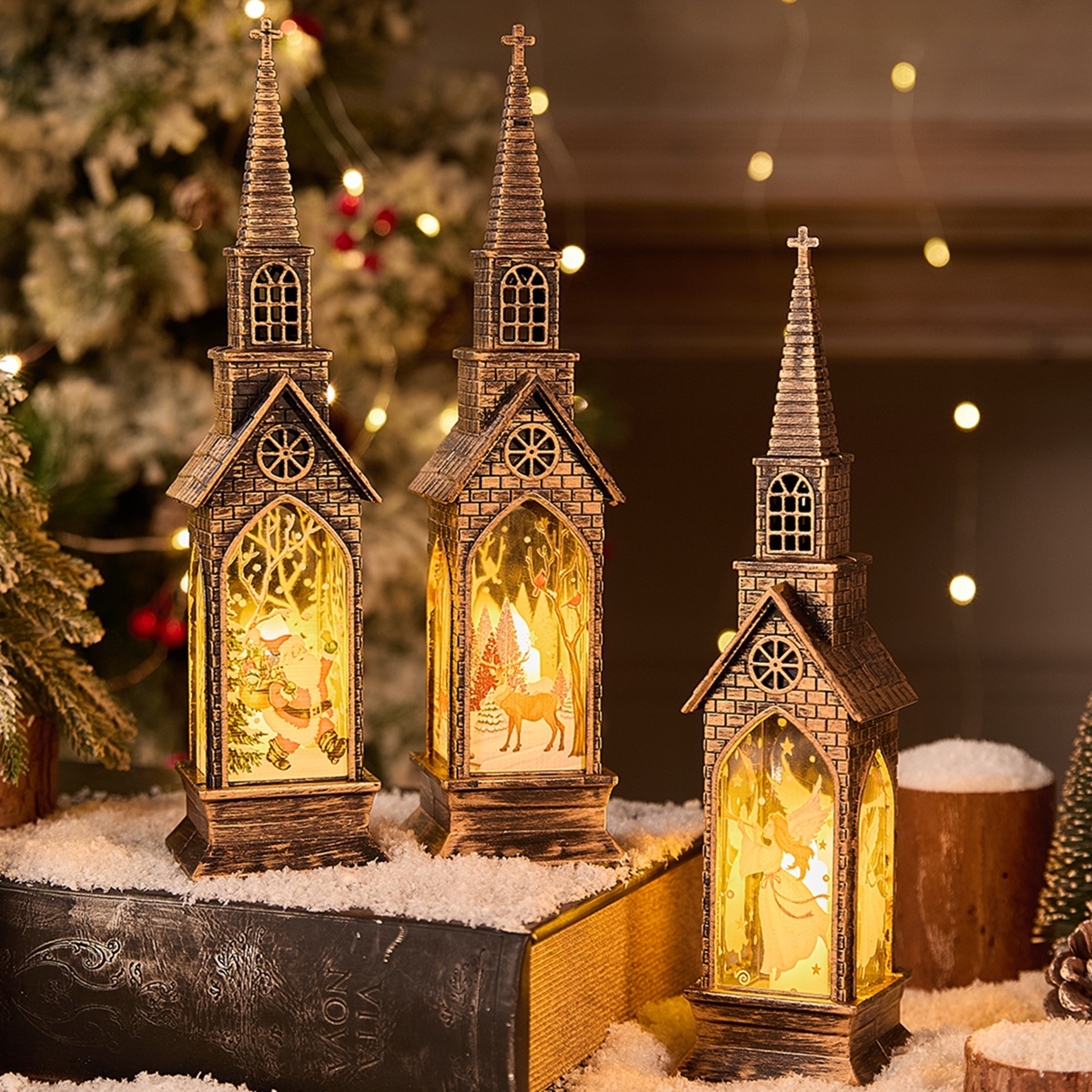 Snowman Lantern Lamp Table Ornament, Christmas LED Night Light Santa Claus, Christmas Decoration for Home, Xmas Navidad – view 2