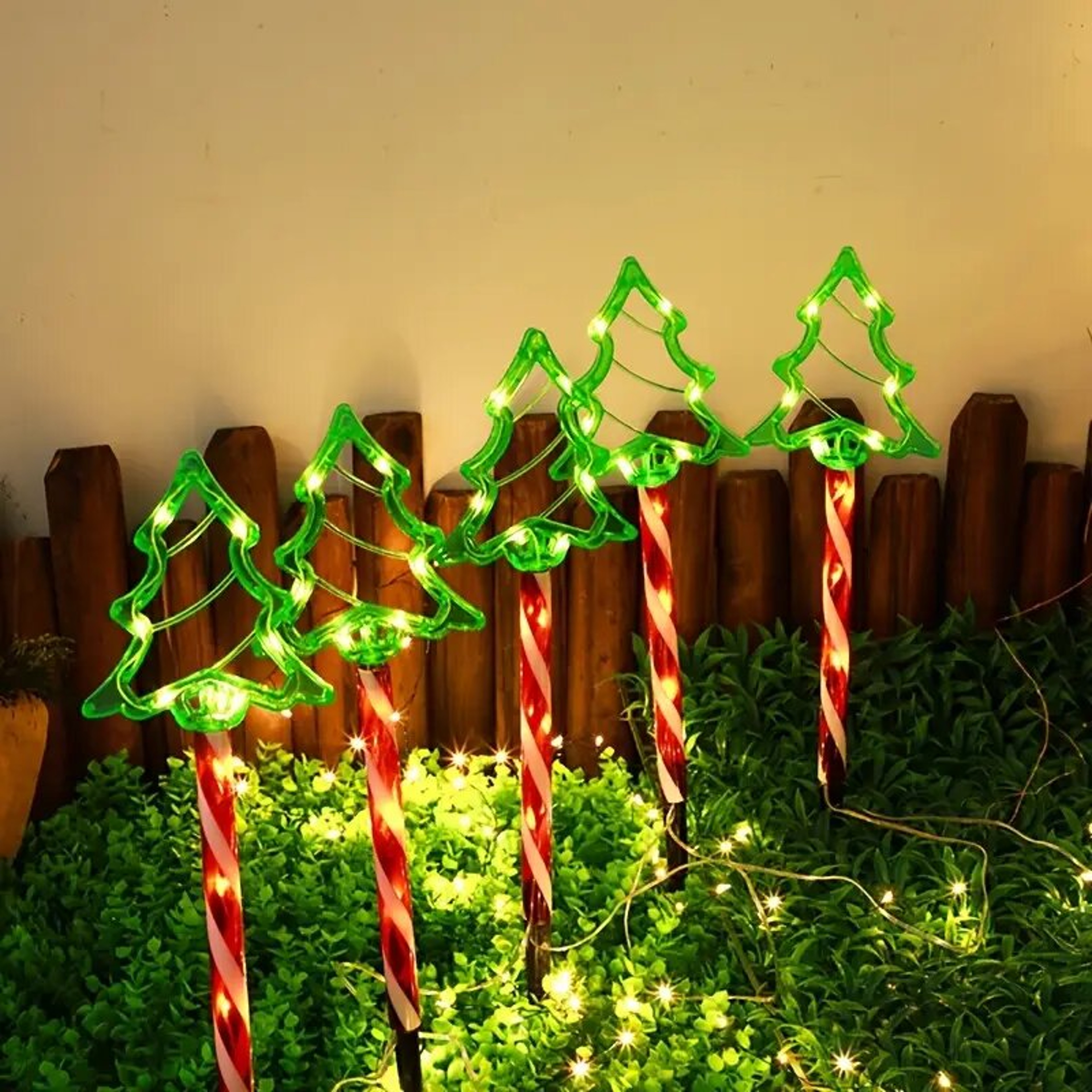 Outdoor Waterproof Solar Candy Christmas Tree Lights LED Lawn Lamp Decoration Garden Yard Stake Lig