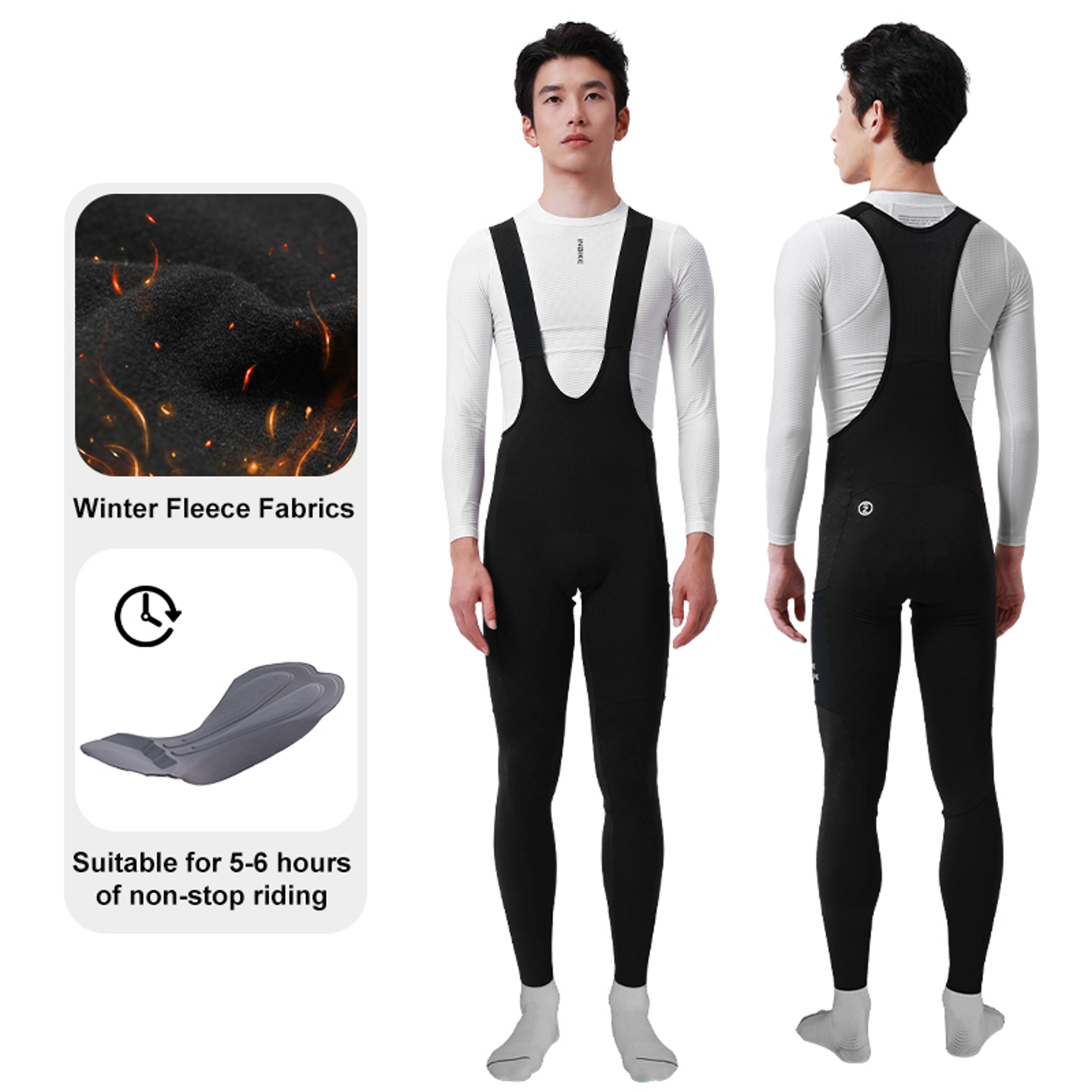 Mens MTB Cycling Clothing 3D Padded Winter Cycling Bib Pants Thermal Fleece Cold Weather Bike Bib T 6