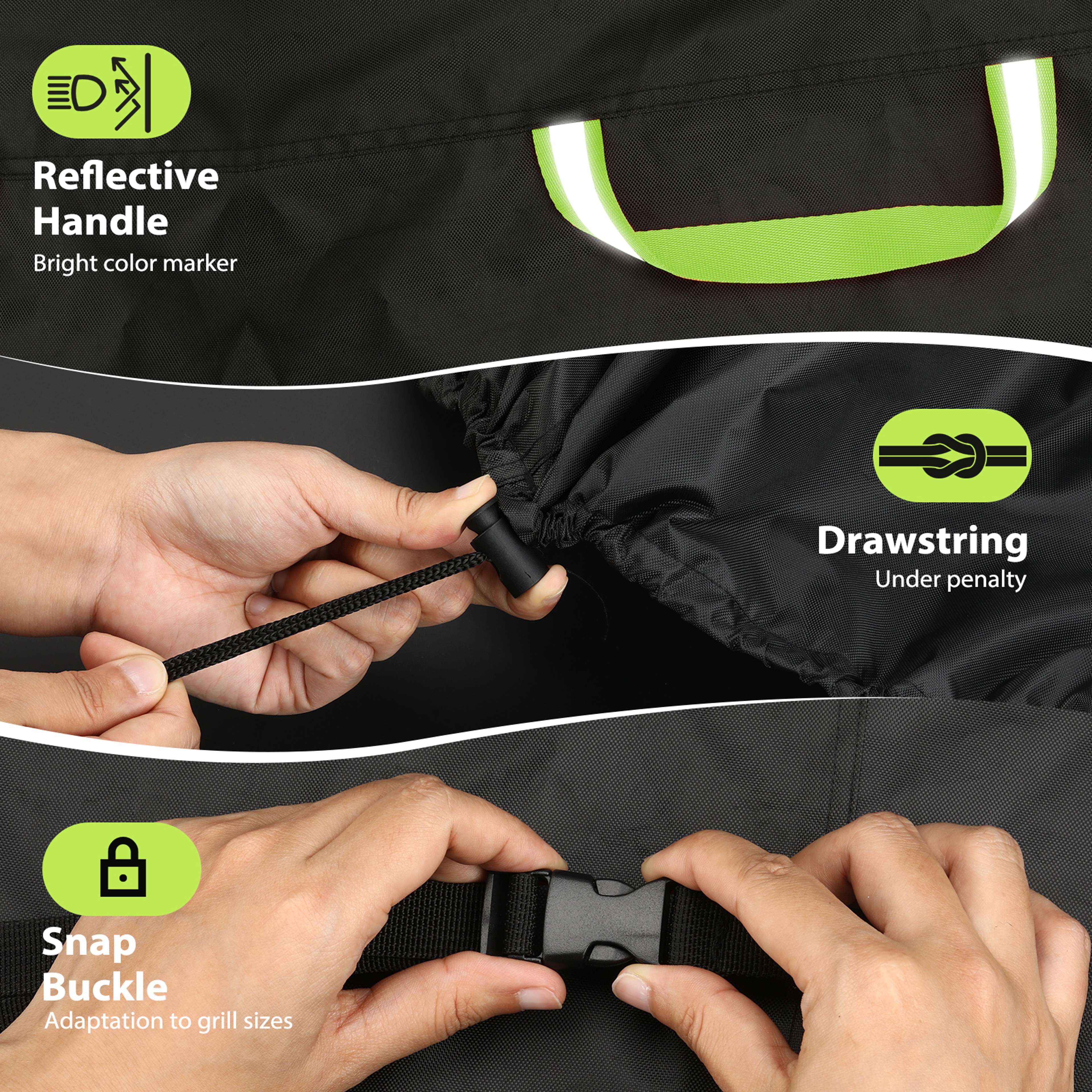 Waterproof Oxford BBQ Cover, Anti UV, Rip Proof and Windproof Grill Protector with Reflective Strips for Char Broil – view 3
