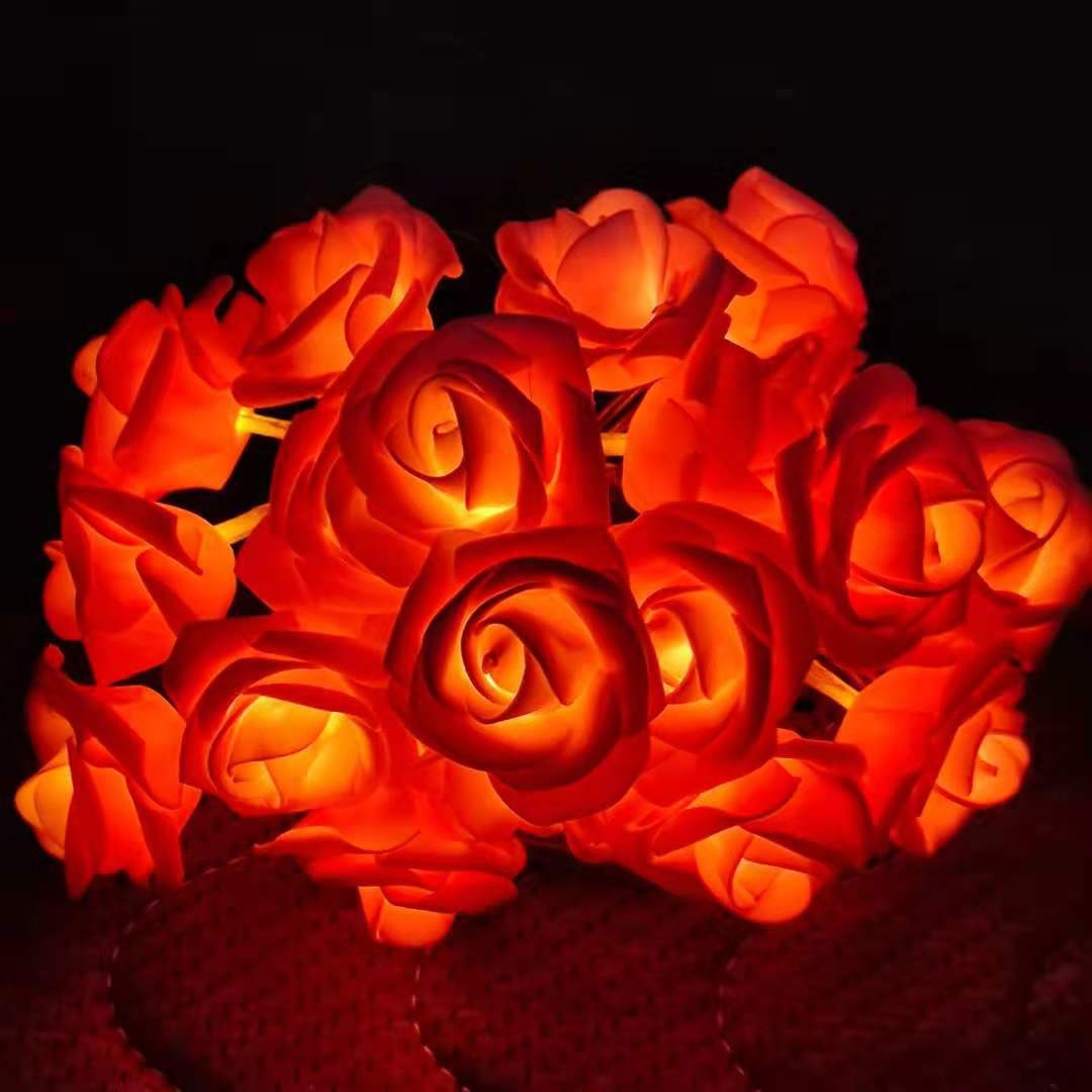 Romantic Red Pink White Rose Lights, Artificial Flowers Led Lamp, Rose Flower String Lights Battery Operated for Bedroom – view 11