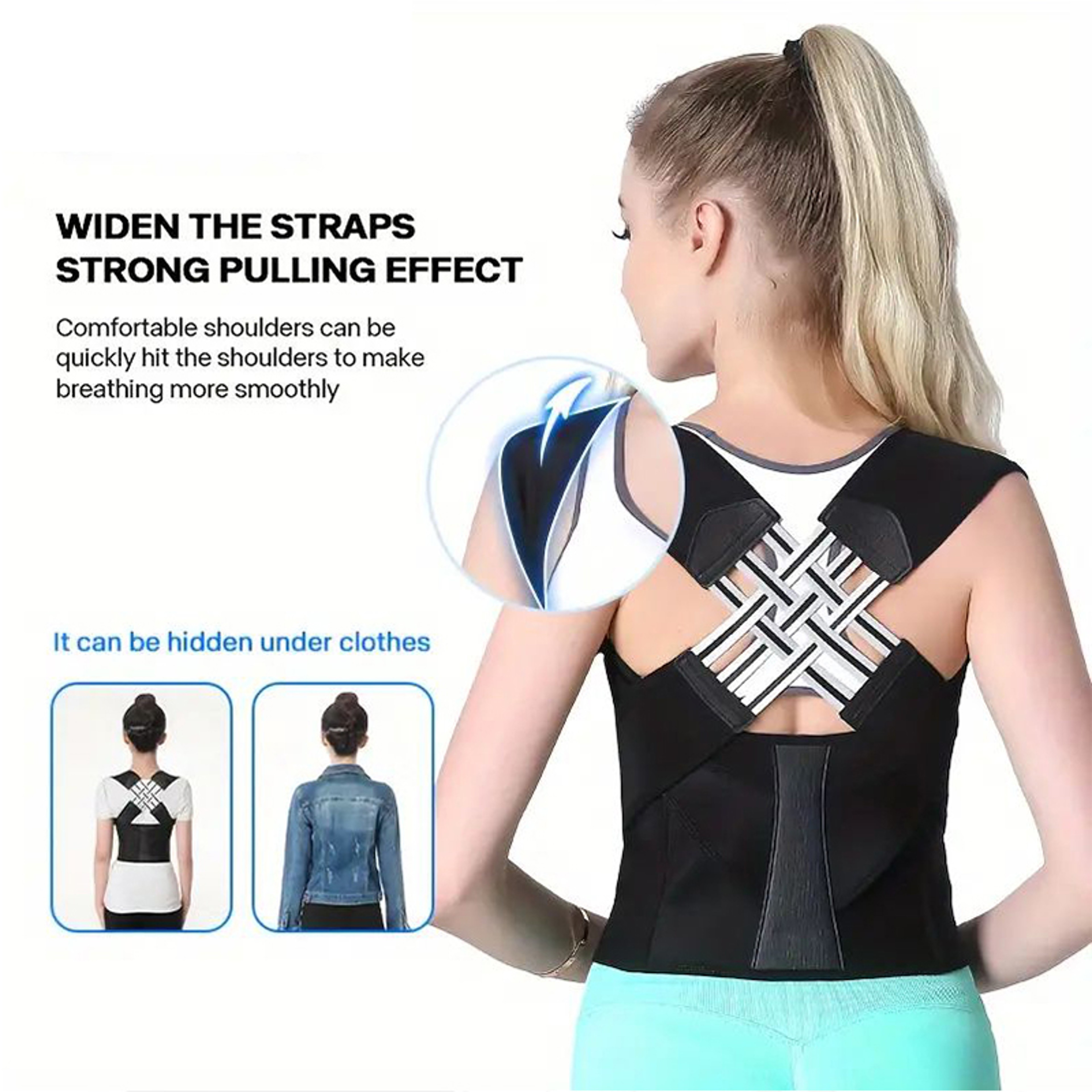 Adjustable Back Brace Posture Corrector For Women And Men Upper And Lower Full Back Support 2