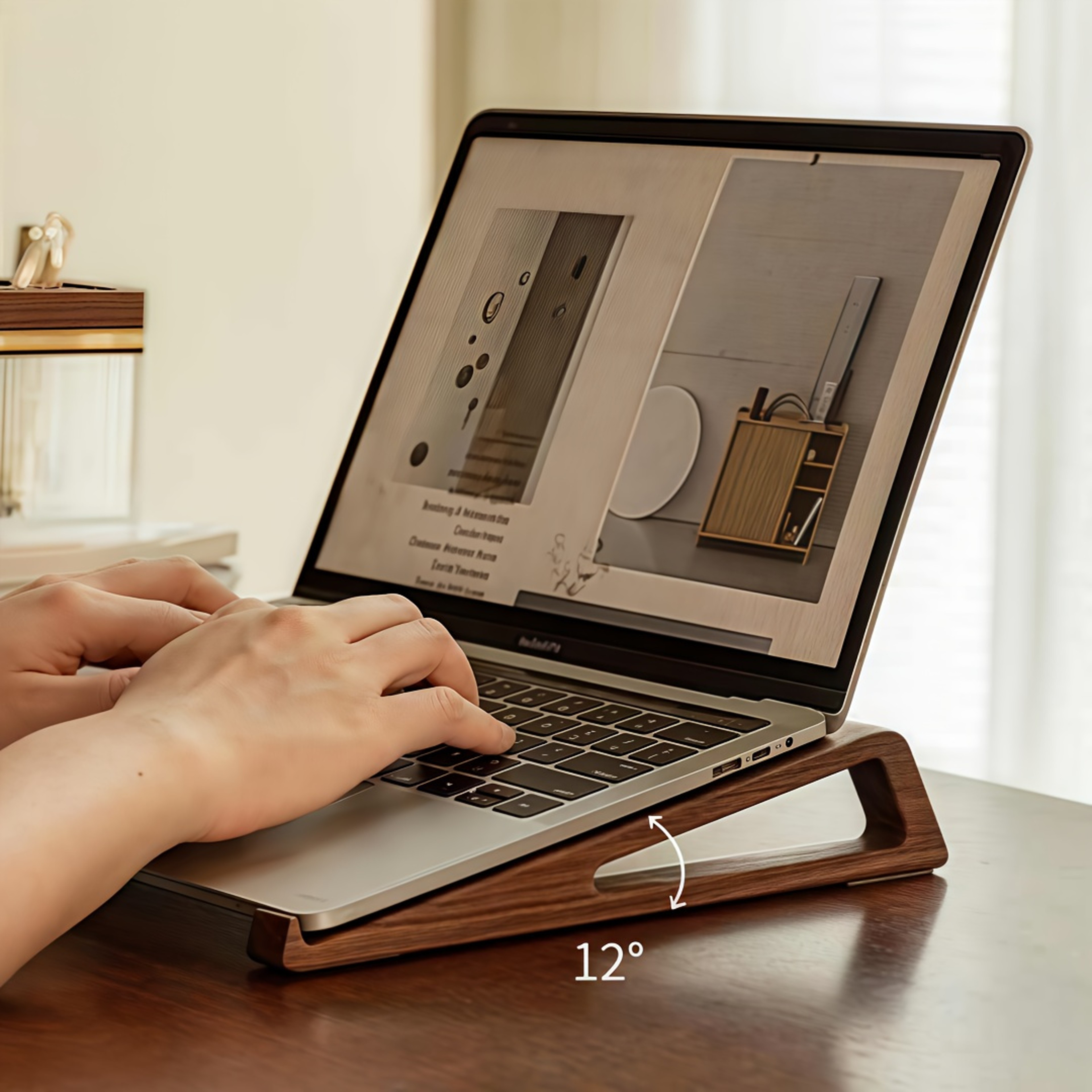 Ergonomic Adjustable Angle Portable Foldable Laptop Stand, Cooling Ventilation Design – view 1