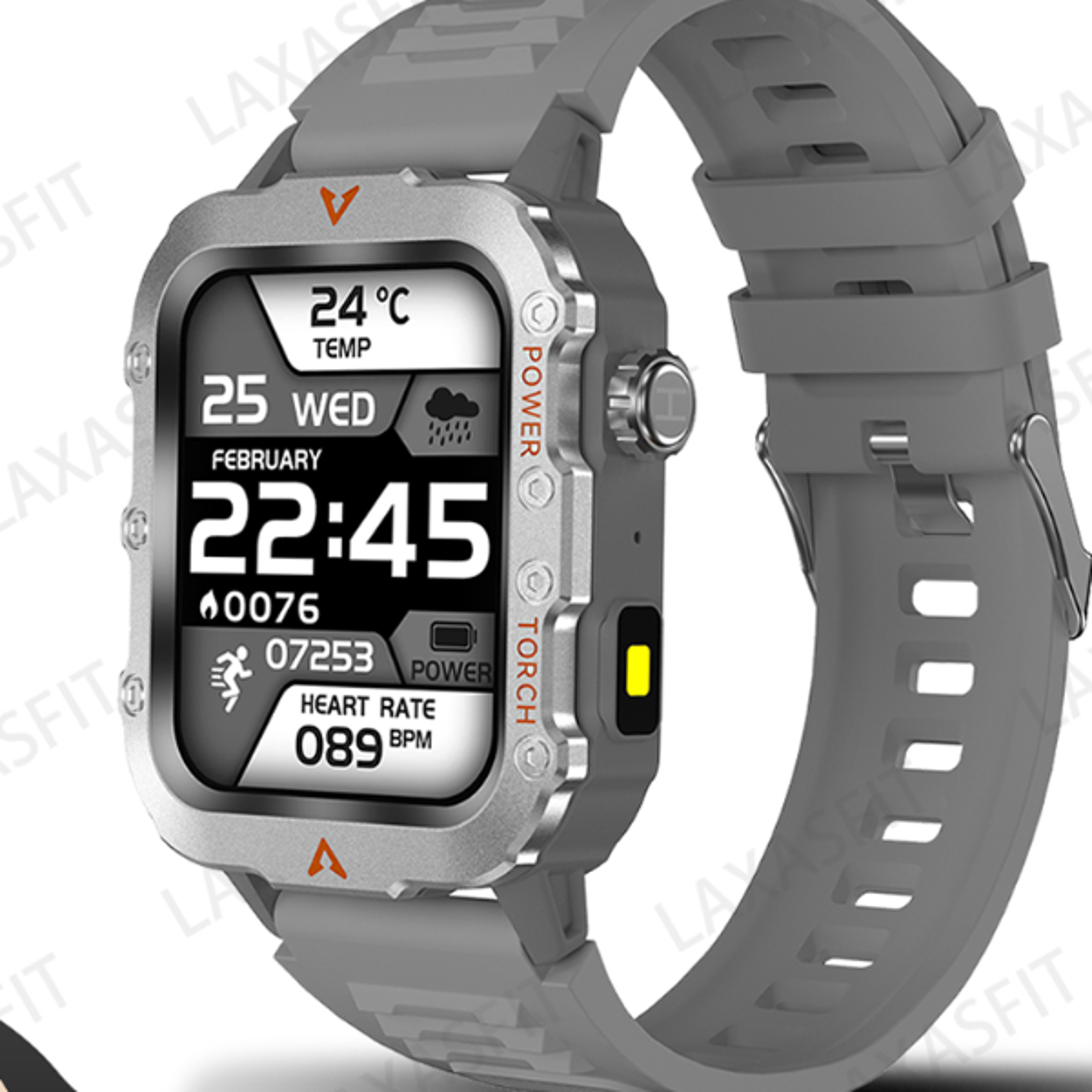 LED Flashlight Mens Smart Watch Health Monitoring Outdoor Sports Wristwatch