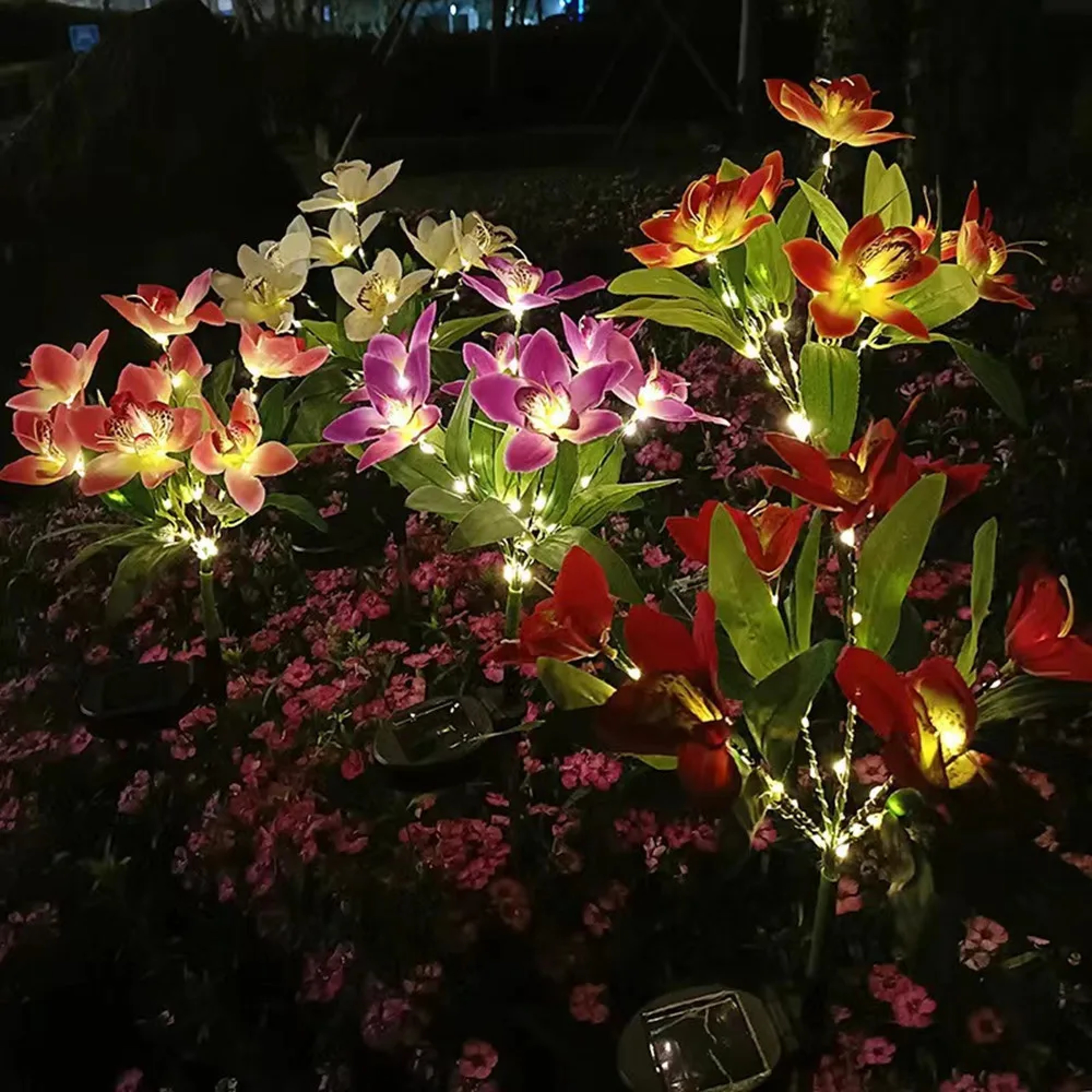 Outdoor Lamp for Patio Lawn Garden, Solar Orchid Flower Lights for Weddings – view 2