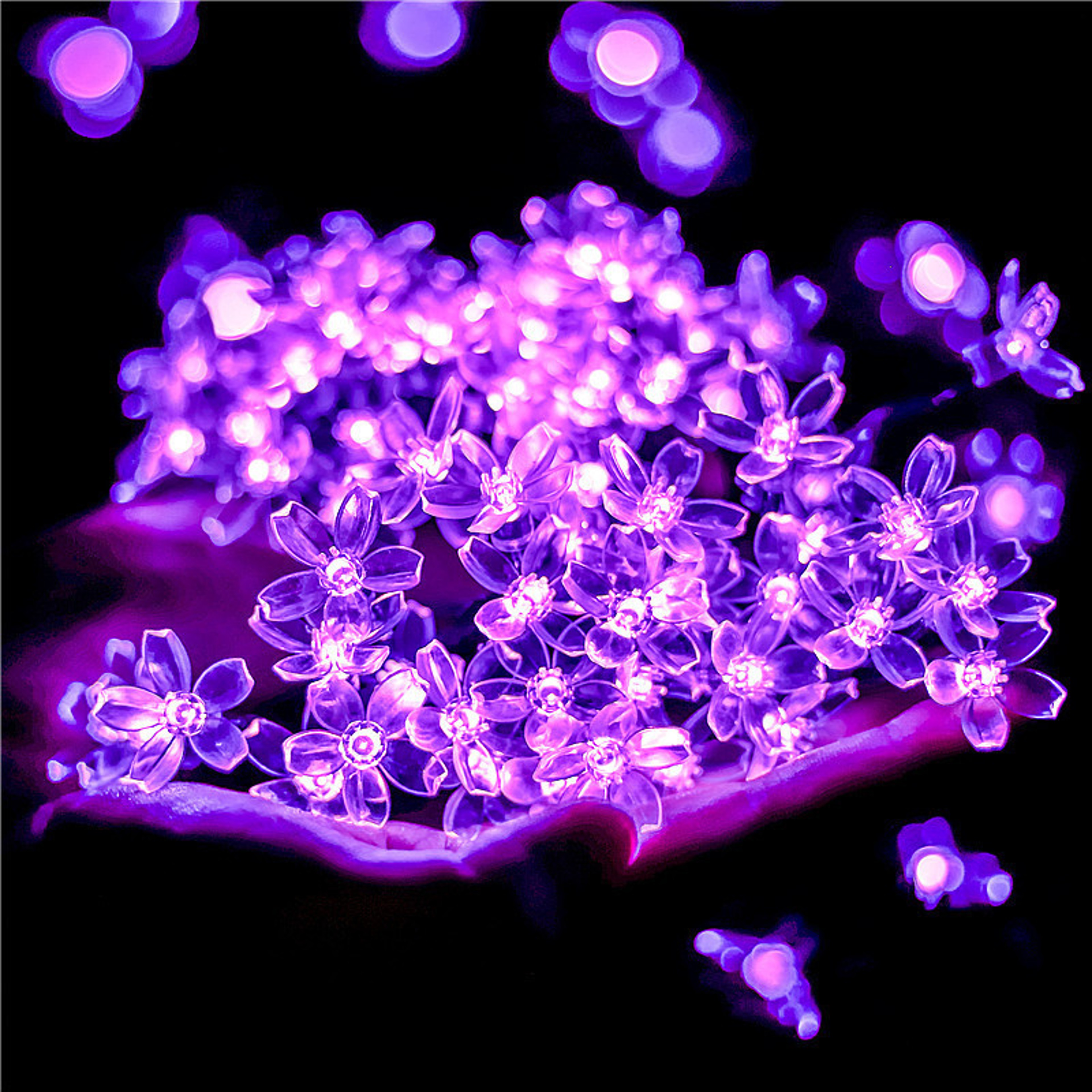 Peach Flower Cherry, Solar Fairy String Light Sakura Garlands, LED Lamp For Wedding Party Garden Christmas Outdoor Decor – view 2