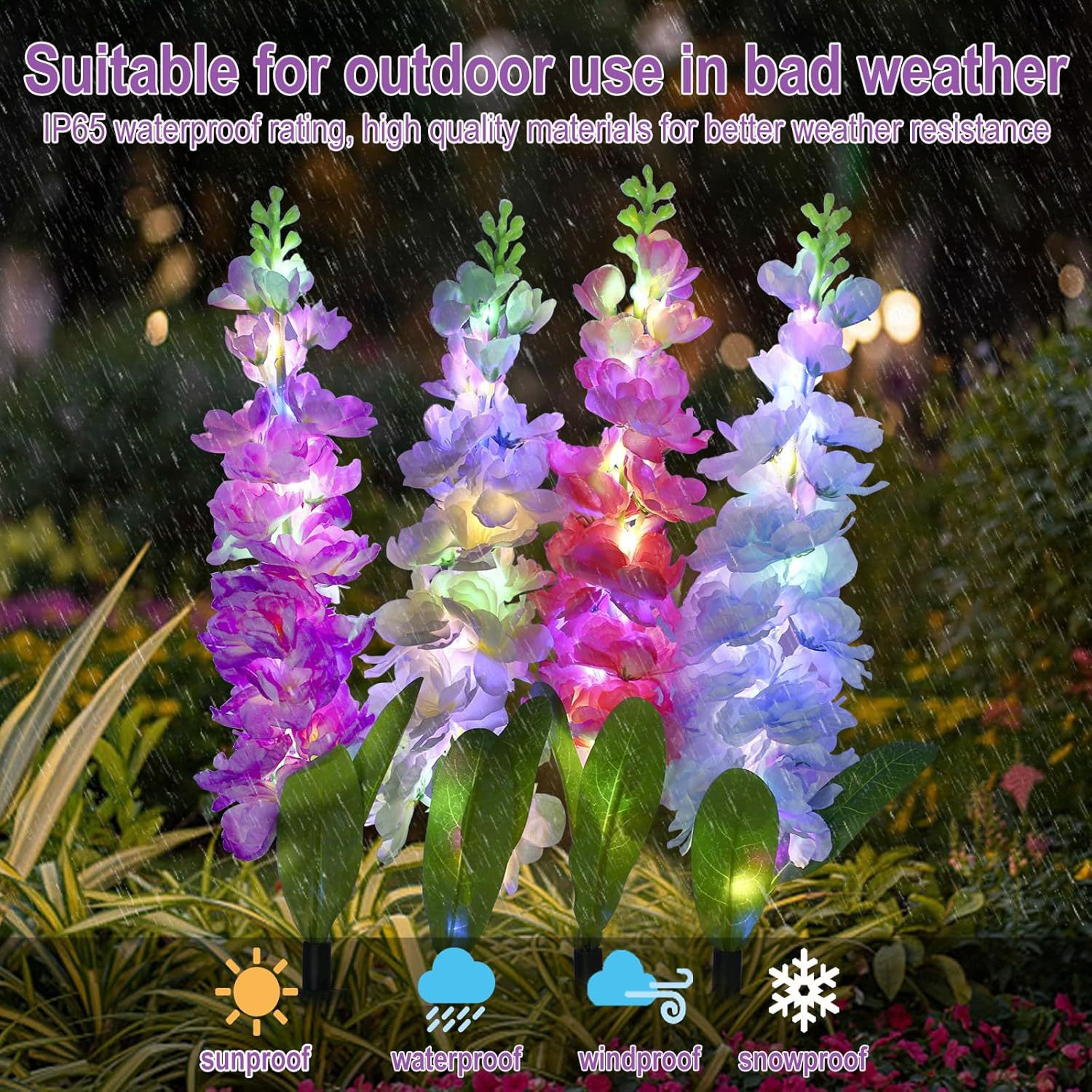 Upgraded waterproof solar flower light, Solar Garden Lights, Yard patio lawn decoration, ideal for party garden – view 6