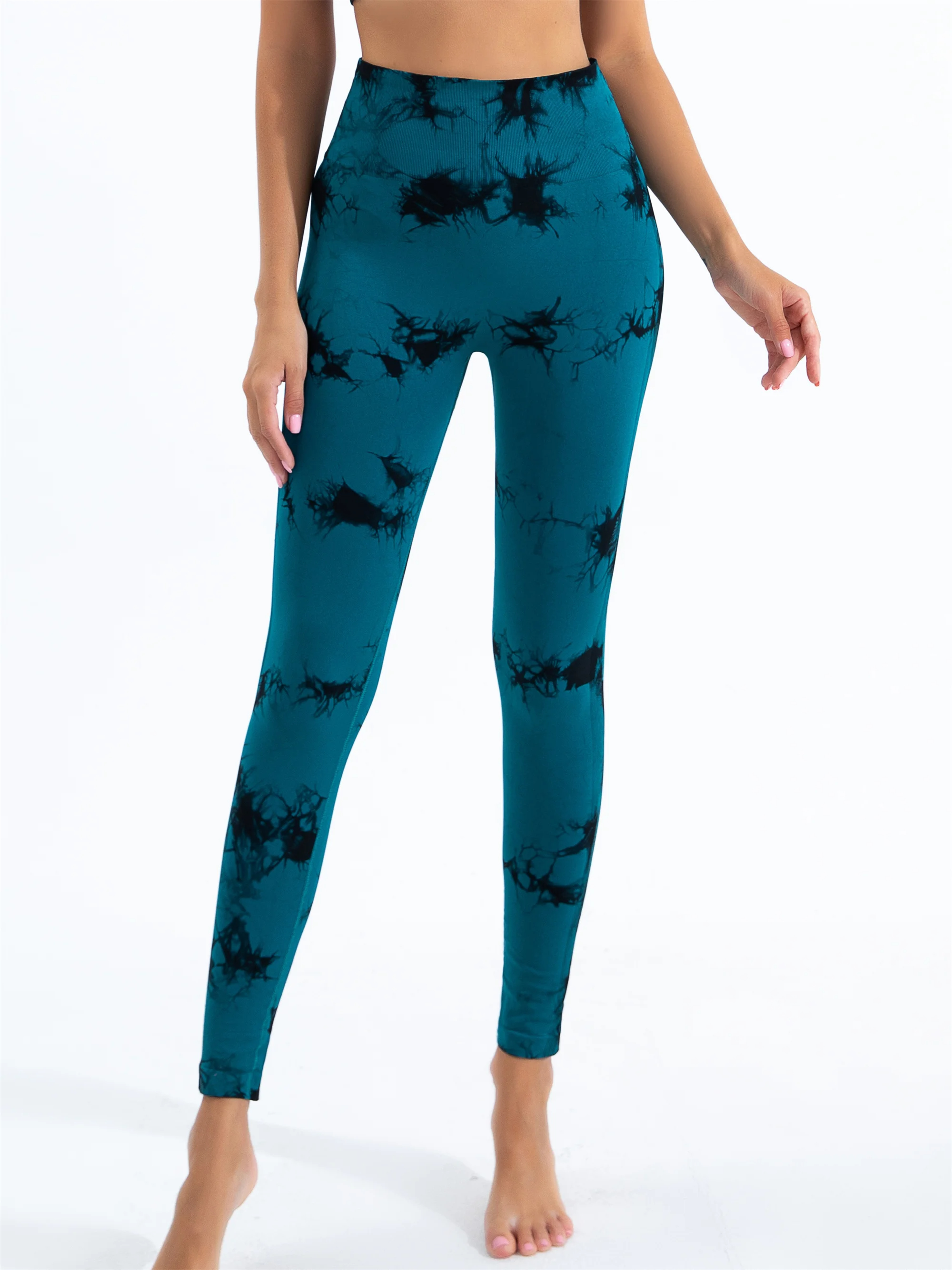 Seamless Tie Dye High Waisted Elastic Leggings, Womens Yoga Pants Gym Leggings, Peach Buttocks Fitness Running Sports – view 10