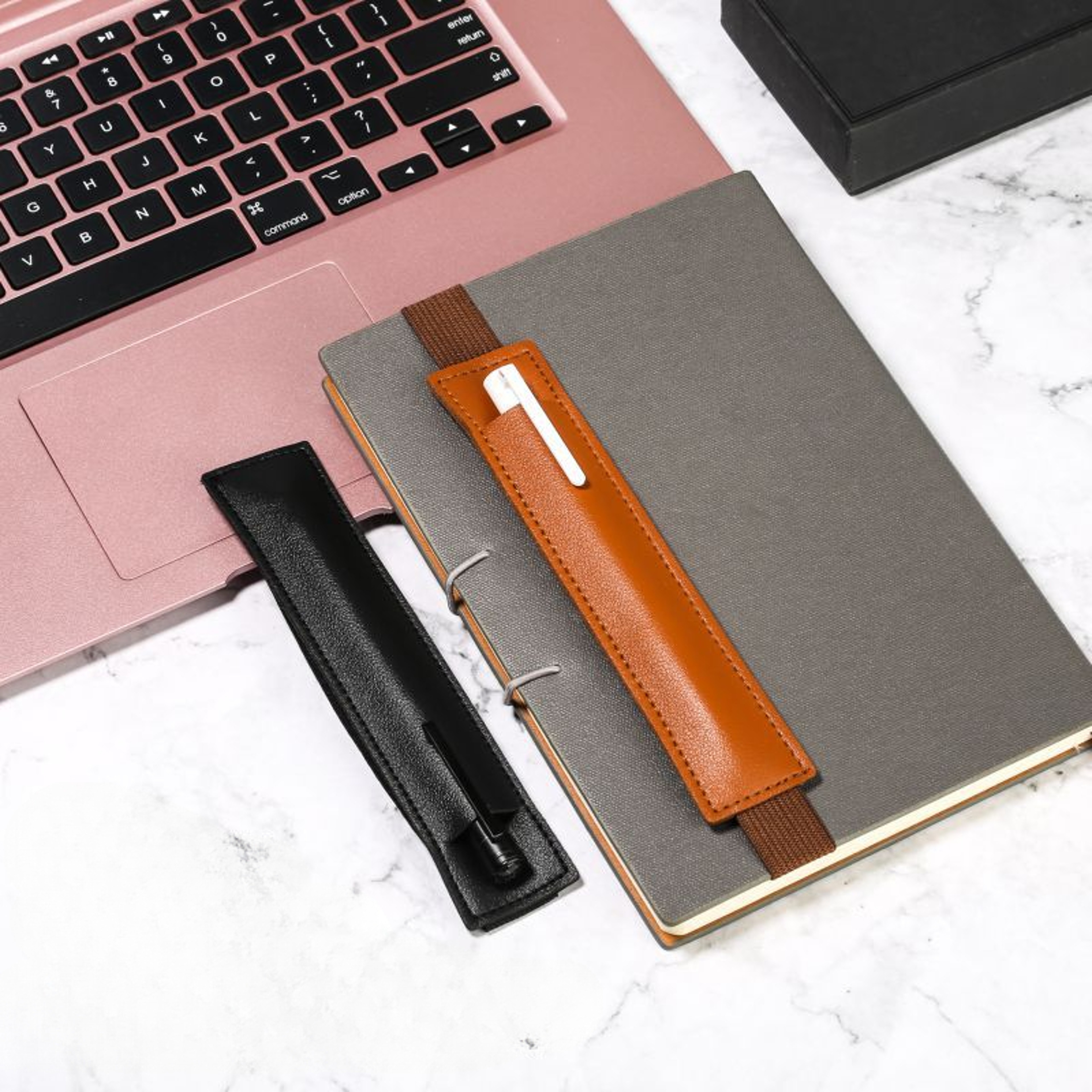 Pen Holder For Notebook Leather Adjustable Elastic Band Pen Pouch For Planner 0