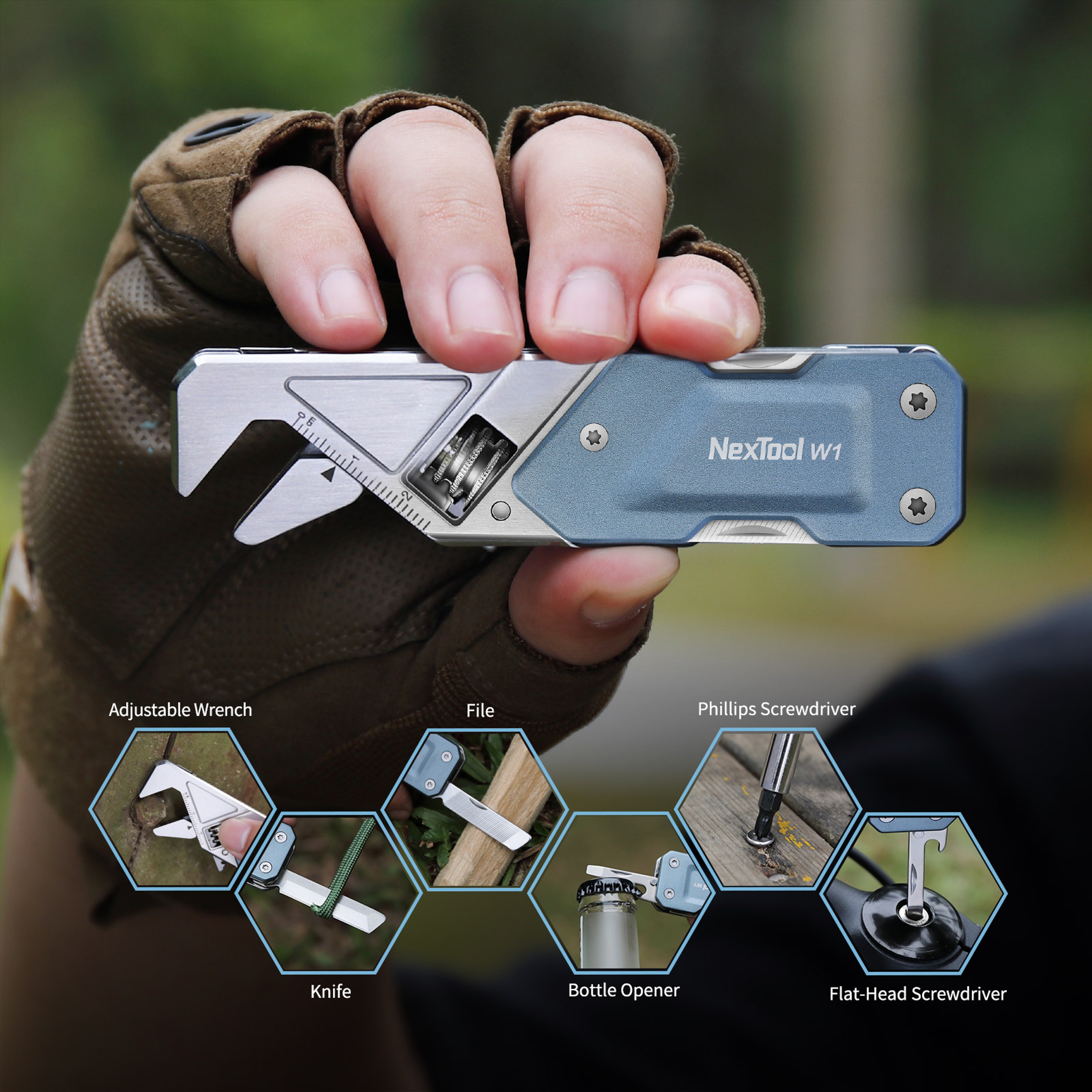 Multifunction Adjustable Wrench Pocket Hand Tools Kit EDC Screwdriver Folding Knife 3