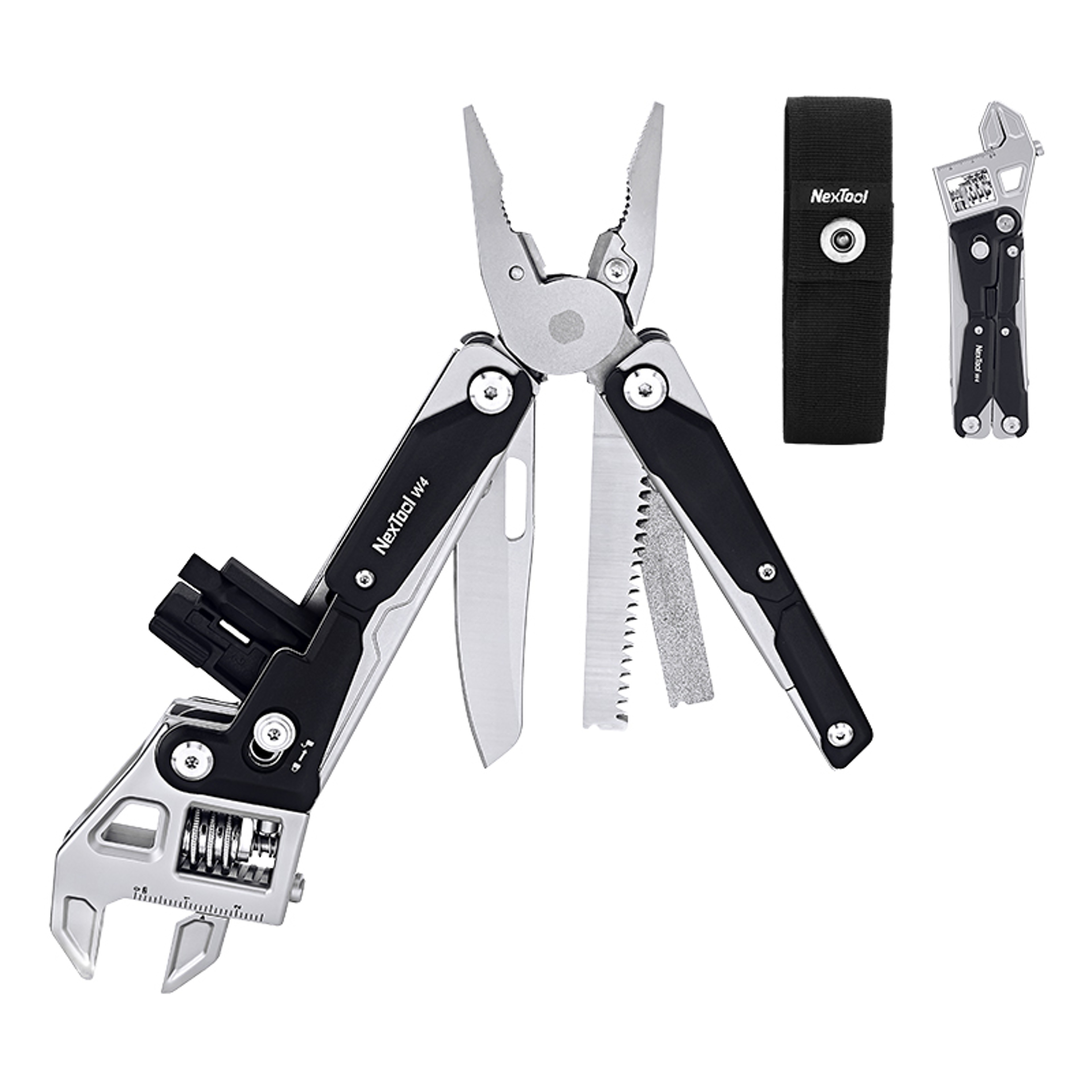 Adjustable Wrench Multitool W4 Pliers Folding Knife Wood Saw Hand Tools 1