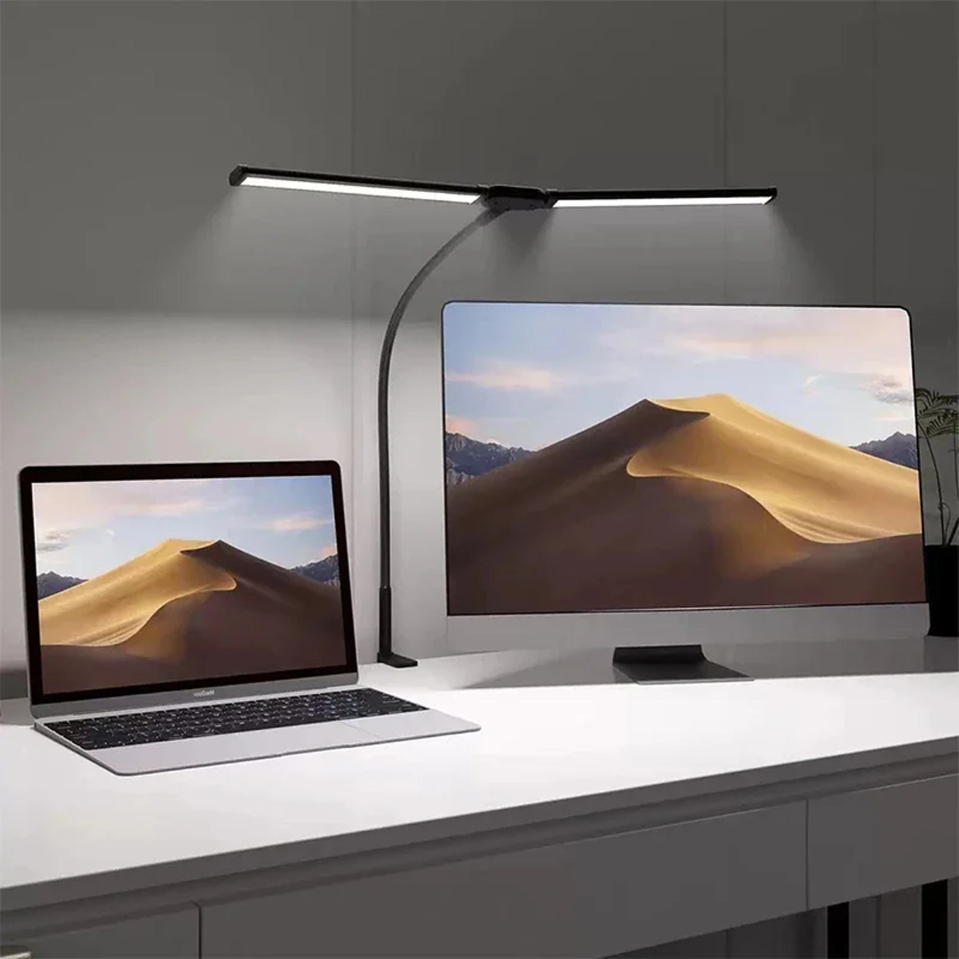 LED Desk Lamp with Double Head, Powerful Illuminated Architect Light, Clip-On Design – view 8