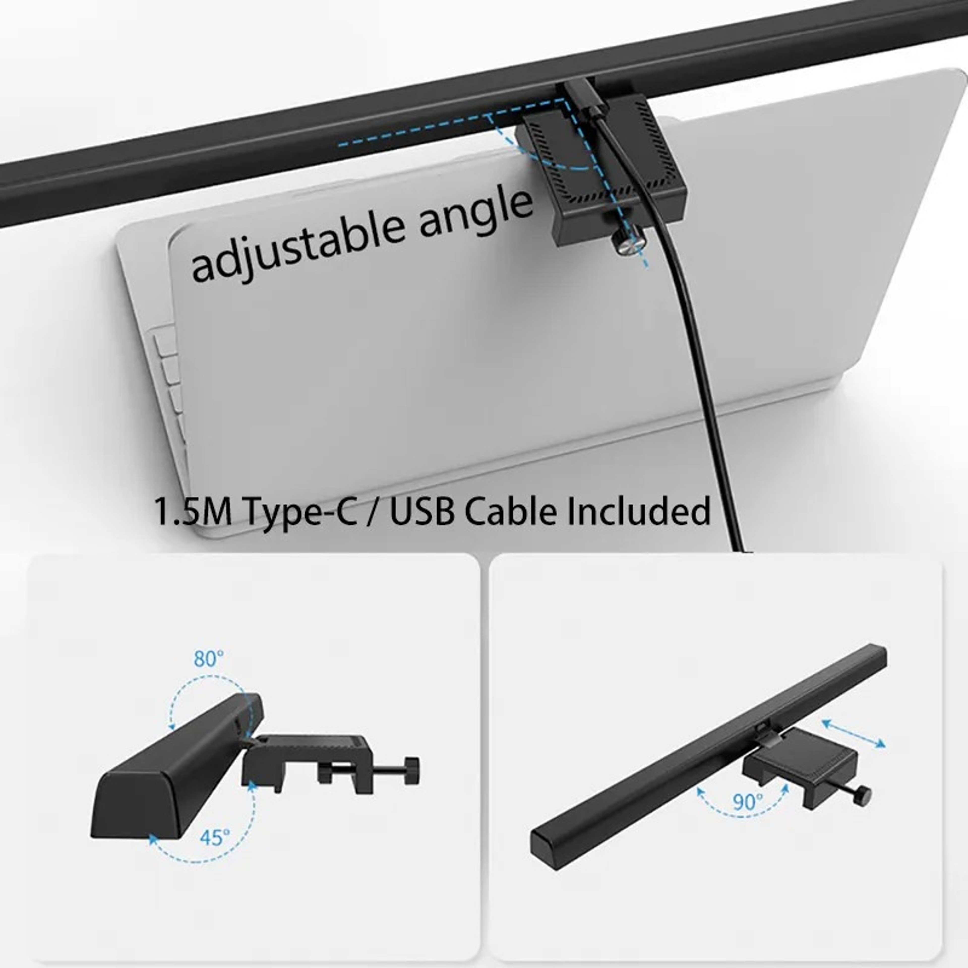 USB Powered EyeCare Desk Lamp LED Computer PC Monitor Light Bar Stepless Dimming Reading Table Lamp 4
