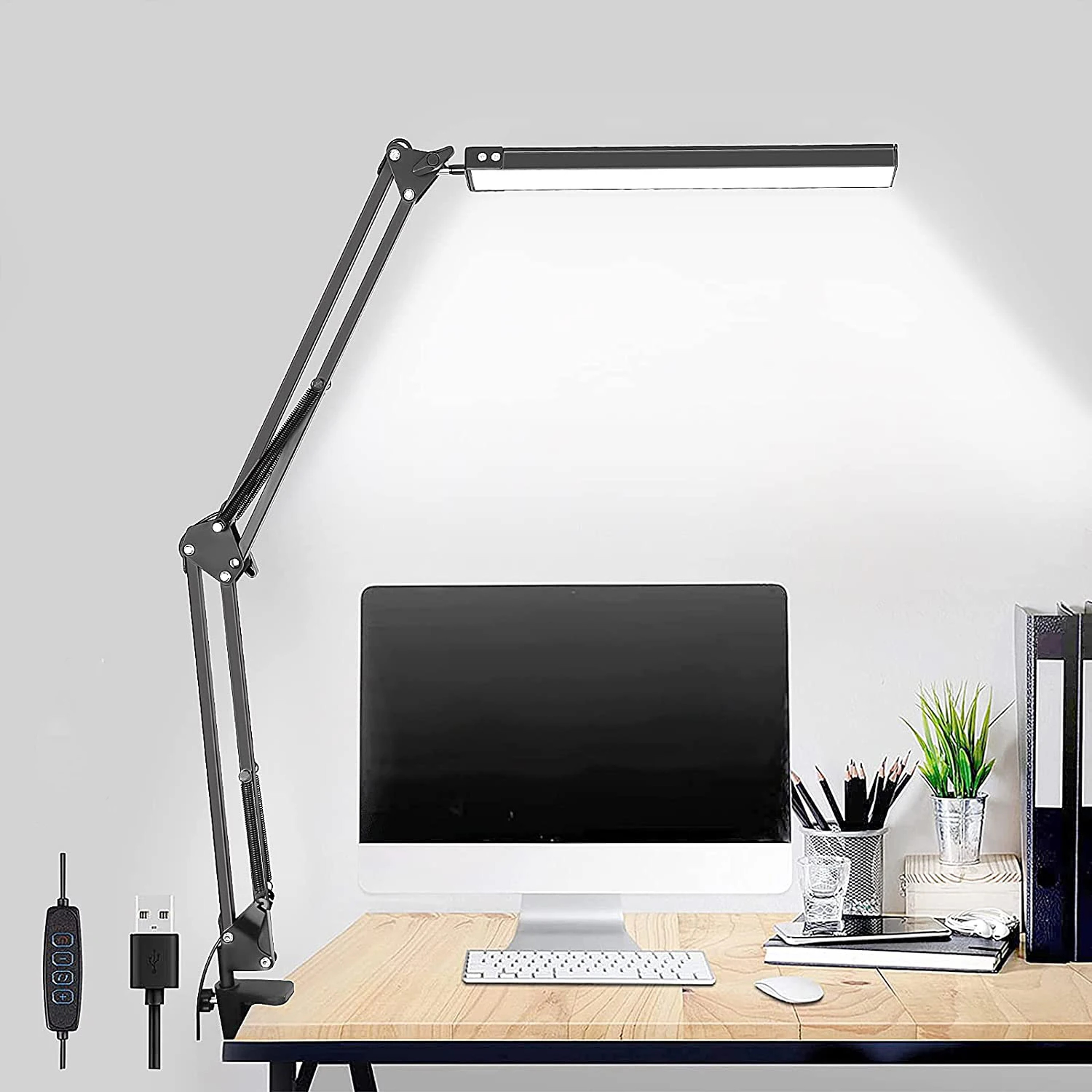 Adjustable LED Desk Lamp With Clamp EyeCaring Architect Desk Light Color Modes Metal Swing Arm 0