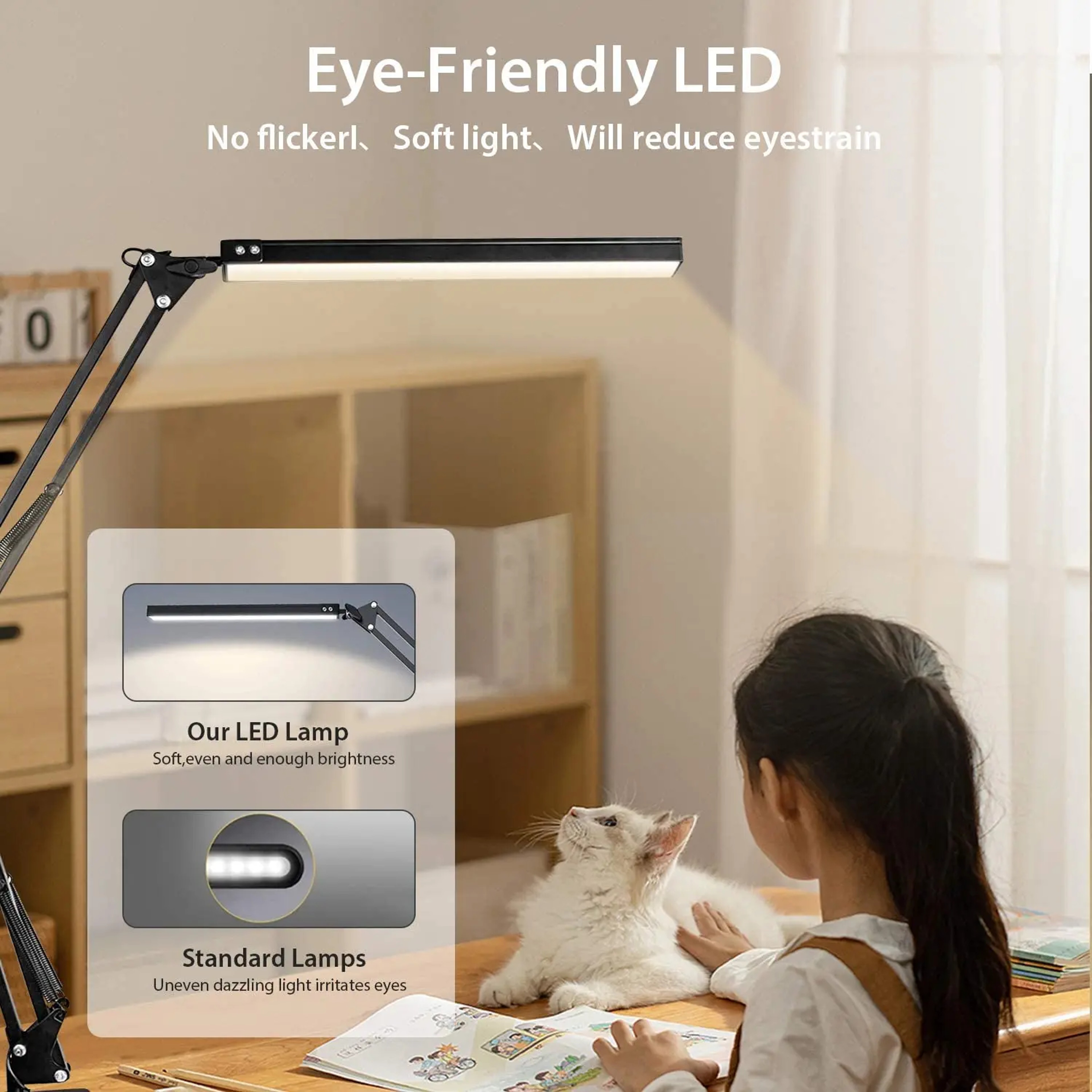 Adjustable Metal Swing Arm Desk Lamp With Clamp Eye Caring Architect Desk Light Color Modes With Me 4