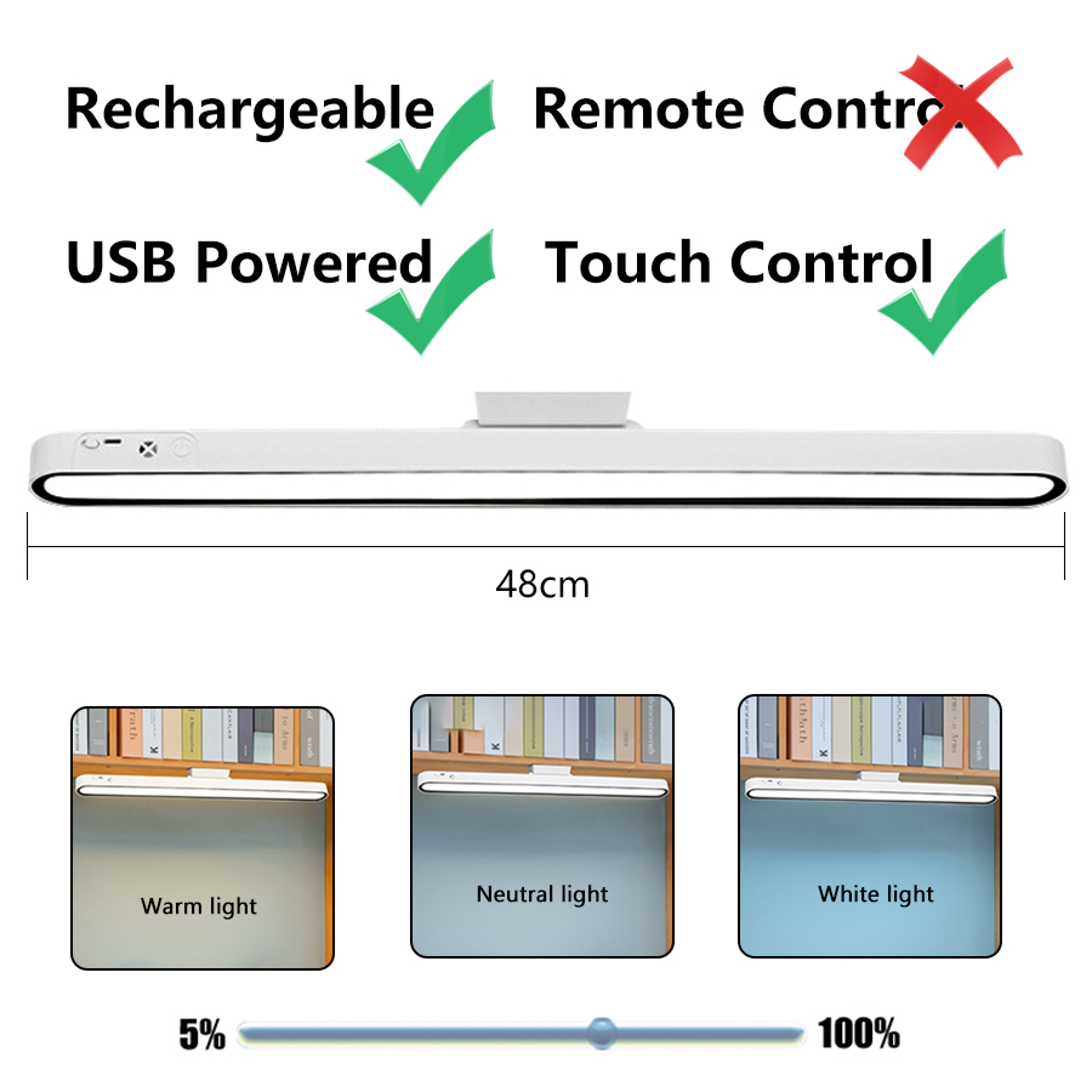 Magnetic Hanging Table Lamp, Remote Control Stepless Dimming LED, USB Rechargeable Night Light for Learning and Reading – view 8