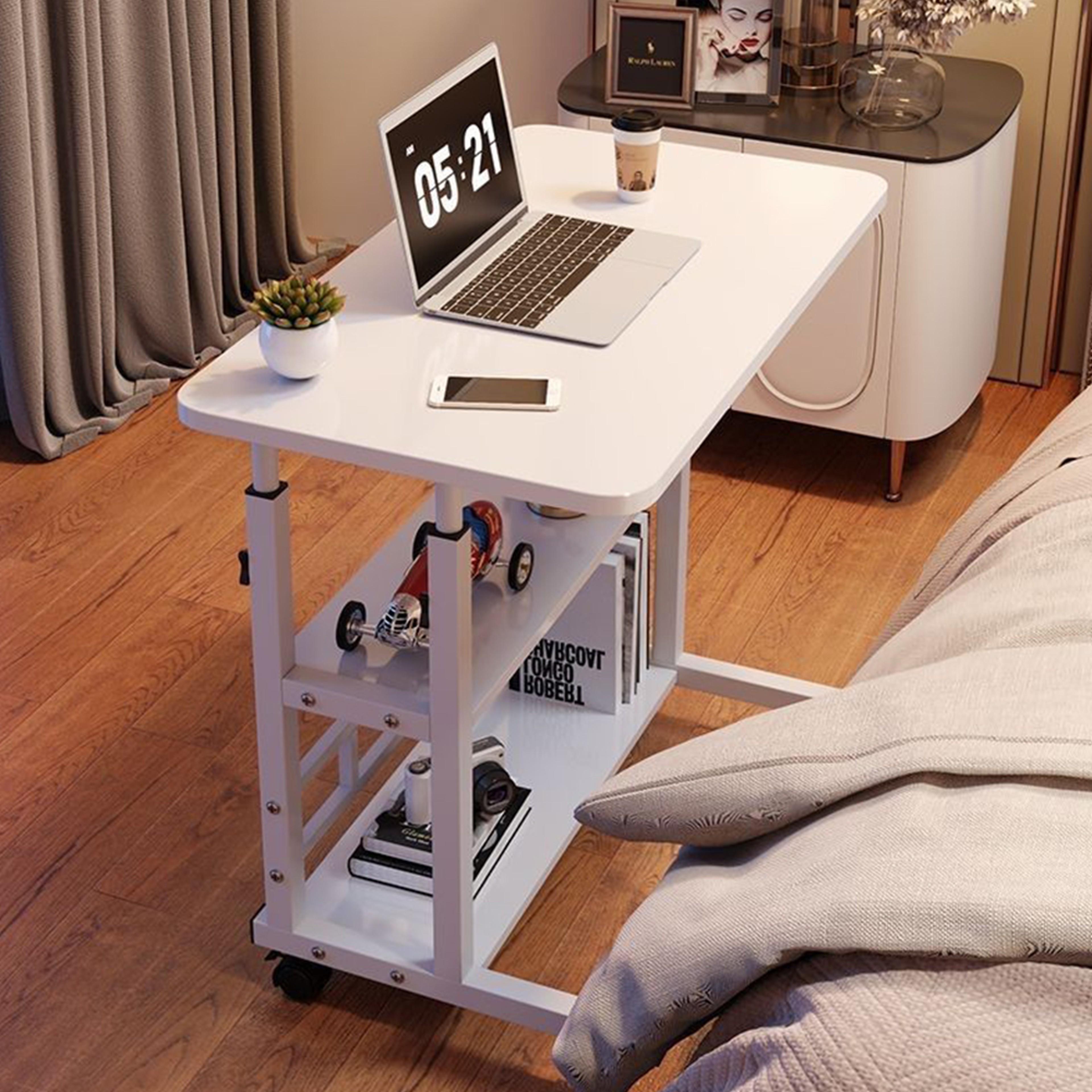 Mobile Laptop Standing Desk For Dormitory Swivel Wheel Home Desk With Rolling Wheels Height Adjusta 0