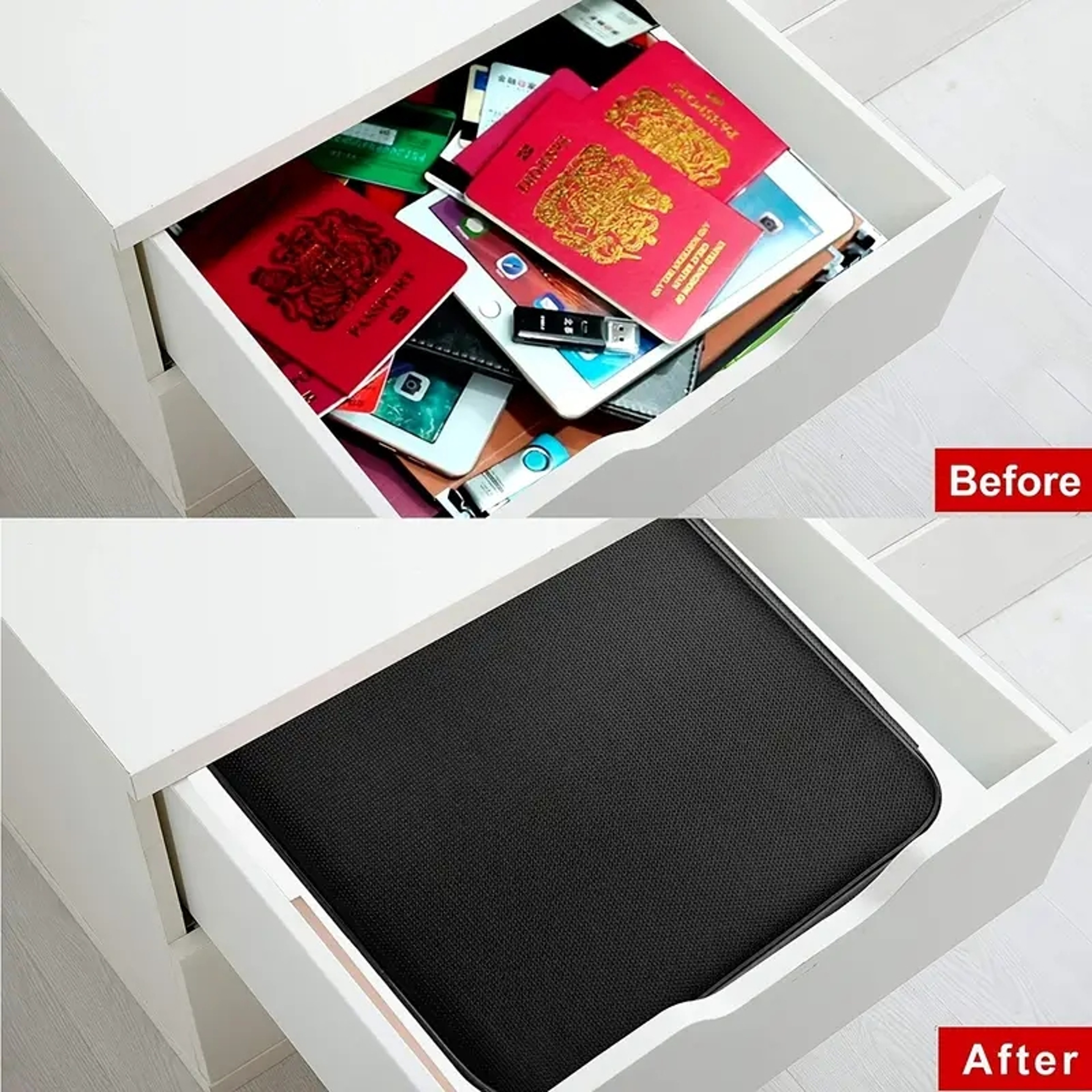 Waterresistant Zipper Portable Laptop Fireproof Black Document Bag Multicompartment File Certificat 4