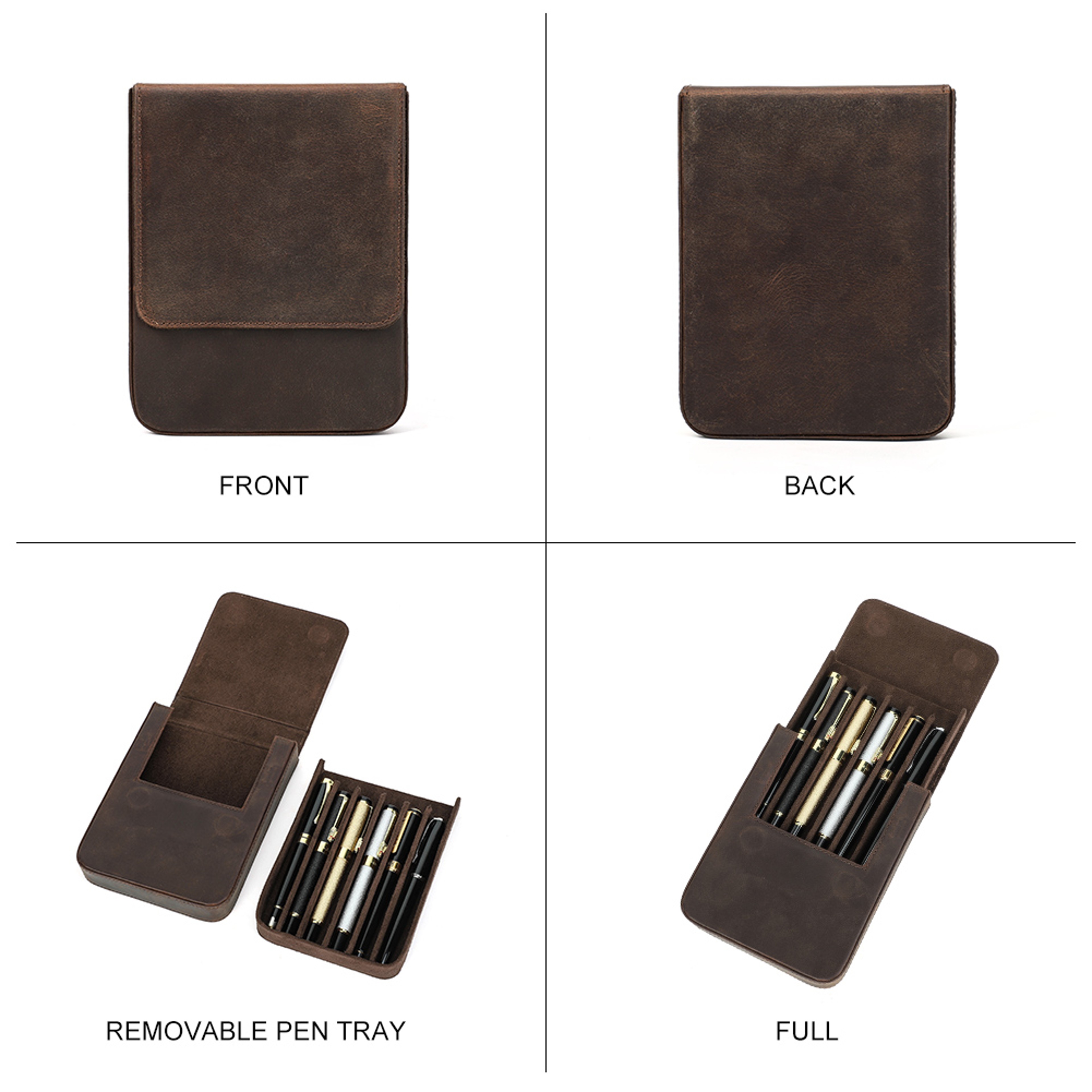 Handmade FAMILY Fountain Pen Case Leather Holder Retro Pen Box Pen Pouch Organizer For Men Women Bo 5