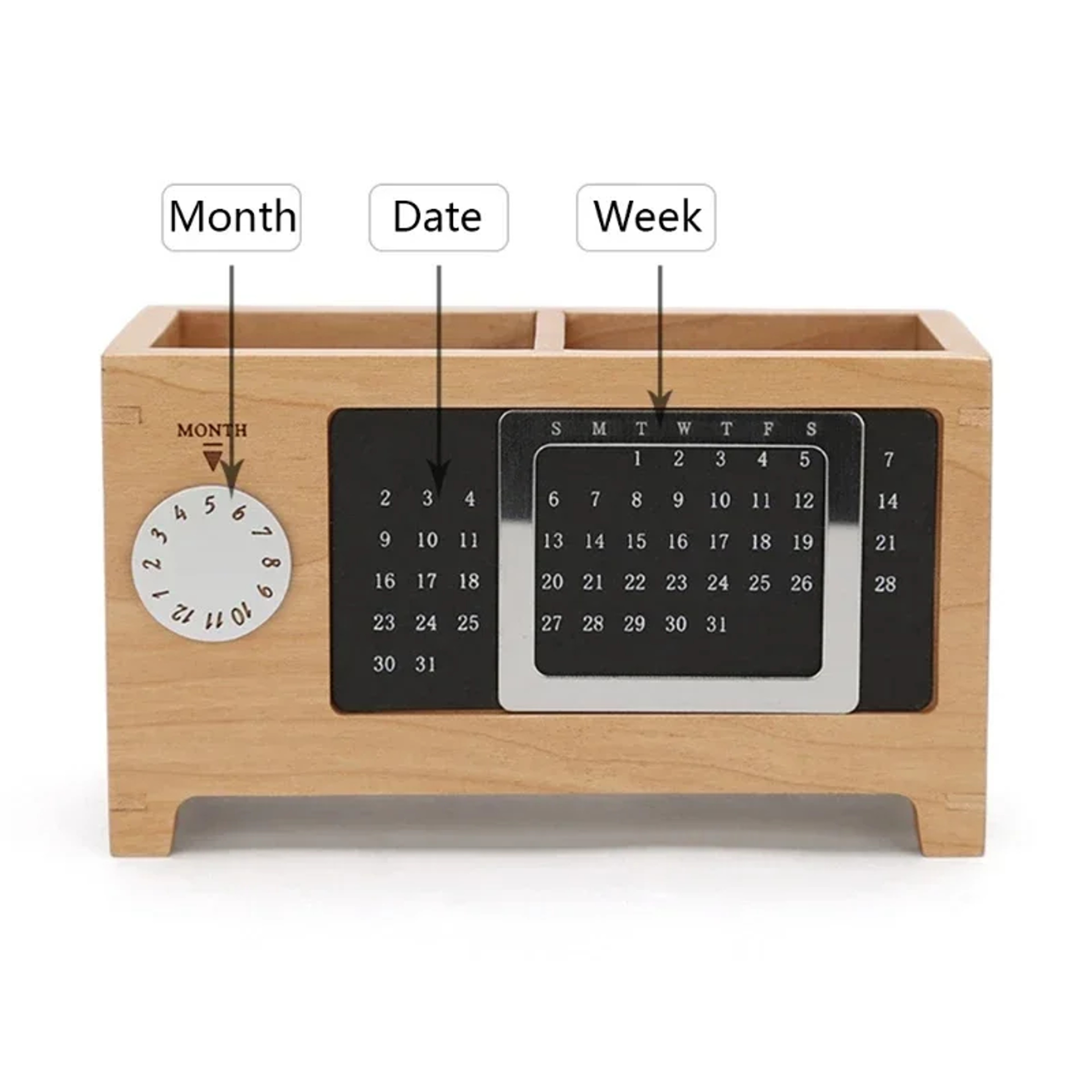 Creative Wooden Multifunctional Box Organizer Stationery Control For Pen Pencil Remote Storage Desk 1