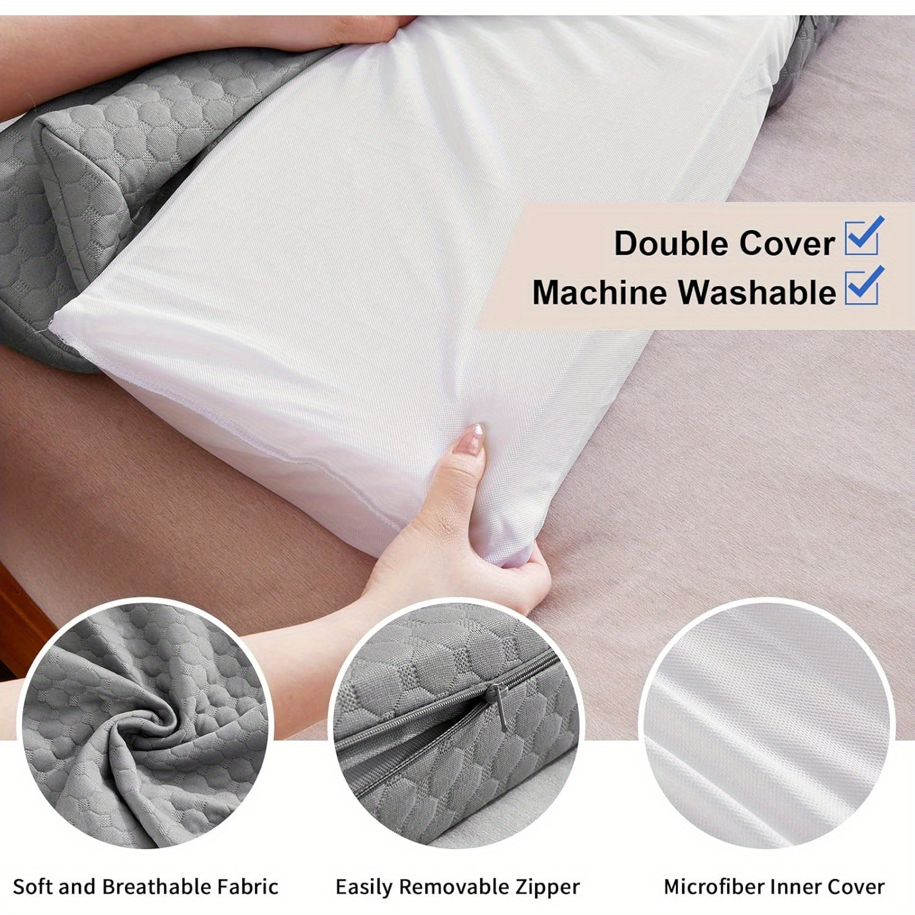 Comfortable Bed Wedge Pillow  Removable Cover Backrest Support Sleep Headboard Filler For Bedroom C 4