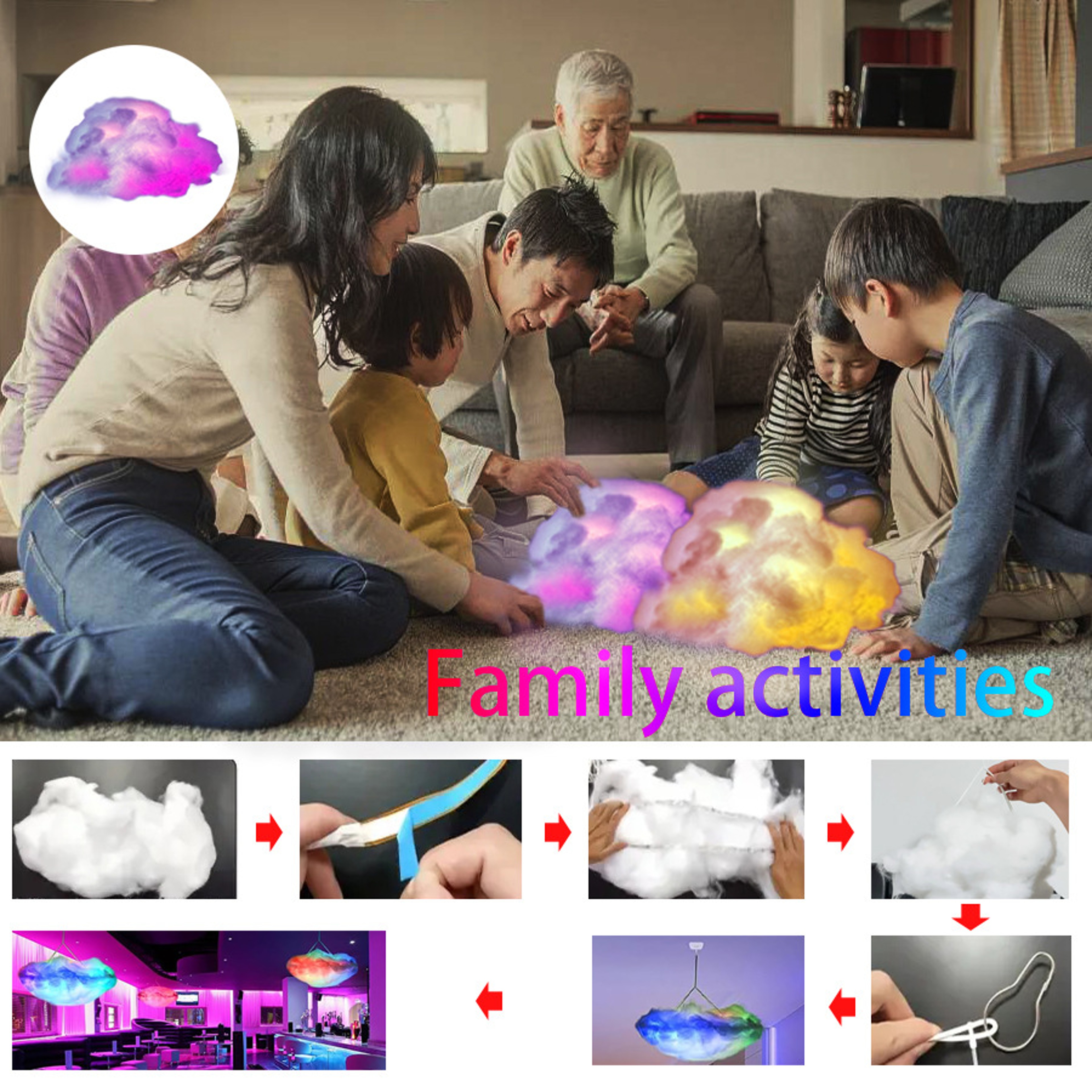 Thunder Cloud LED Light, Remote Control, APP DIY Color Changing Lamp, Perfect for Game Room, Party, Club, Home Decor – view 3