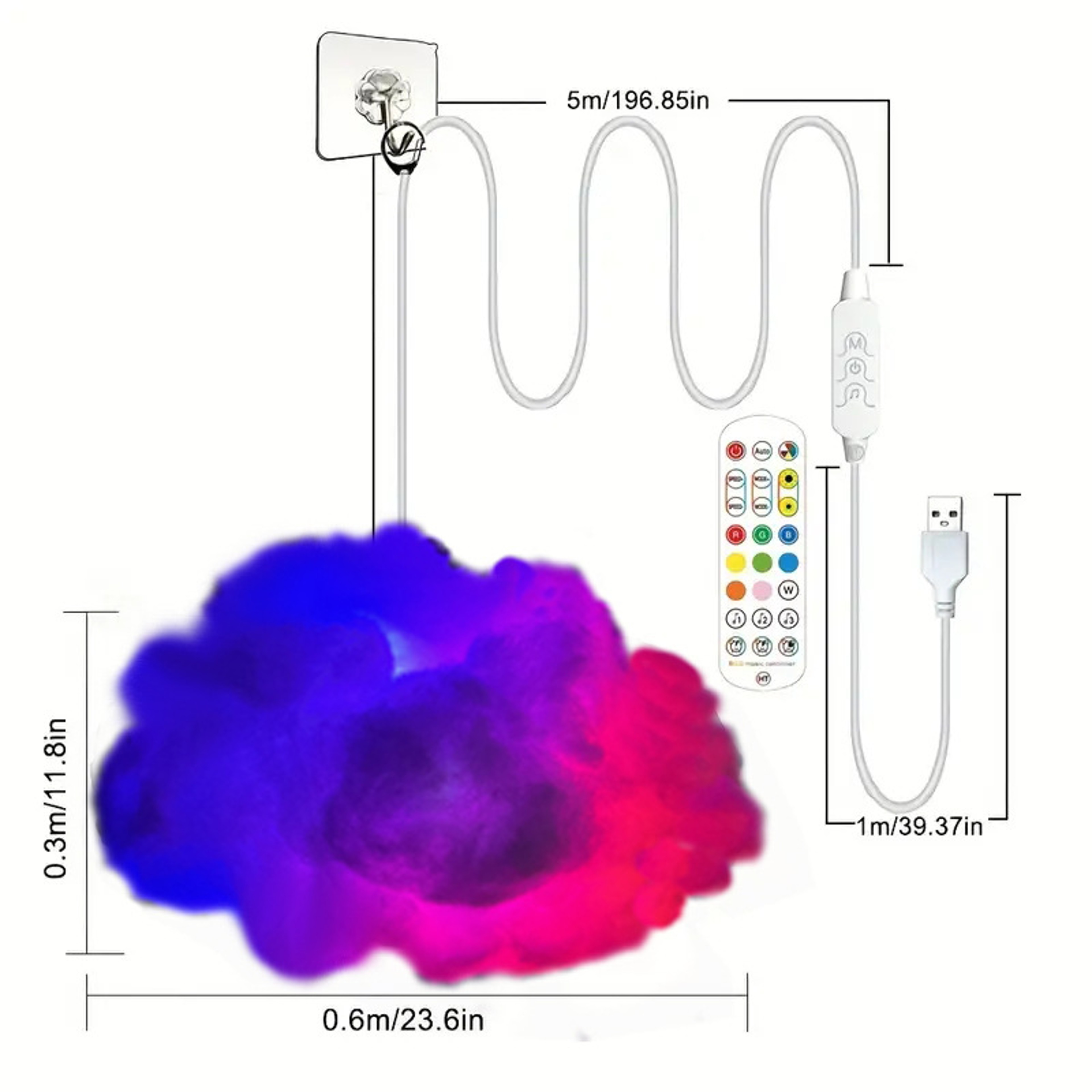 Thunder Cloud LED Light, Remote Control, APP DIY Color Changing Lamp, Perfect for Game Room, Party, Club, Home Decor – view 4