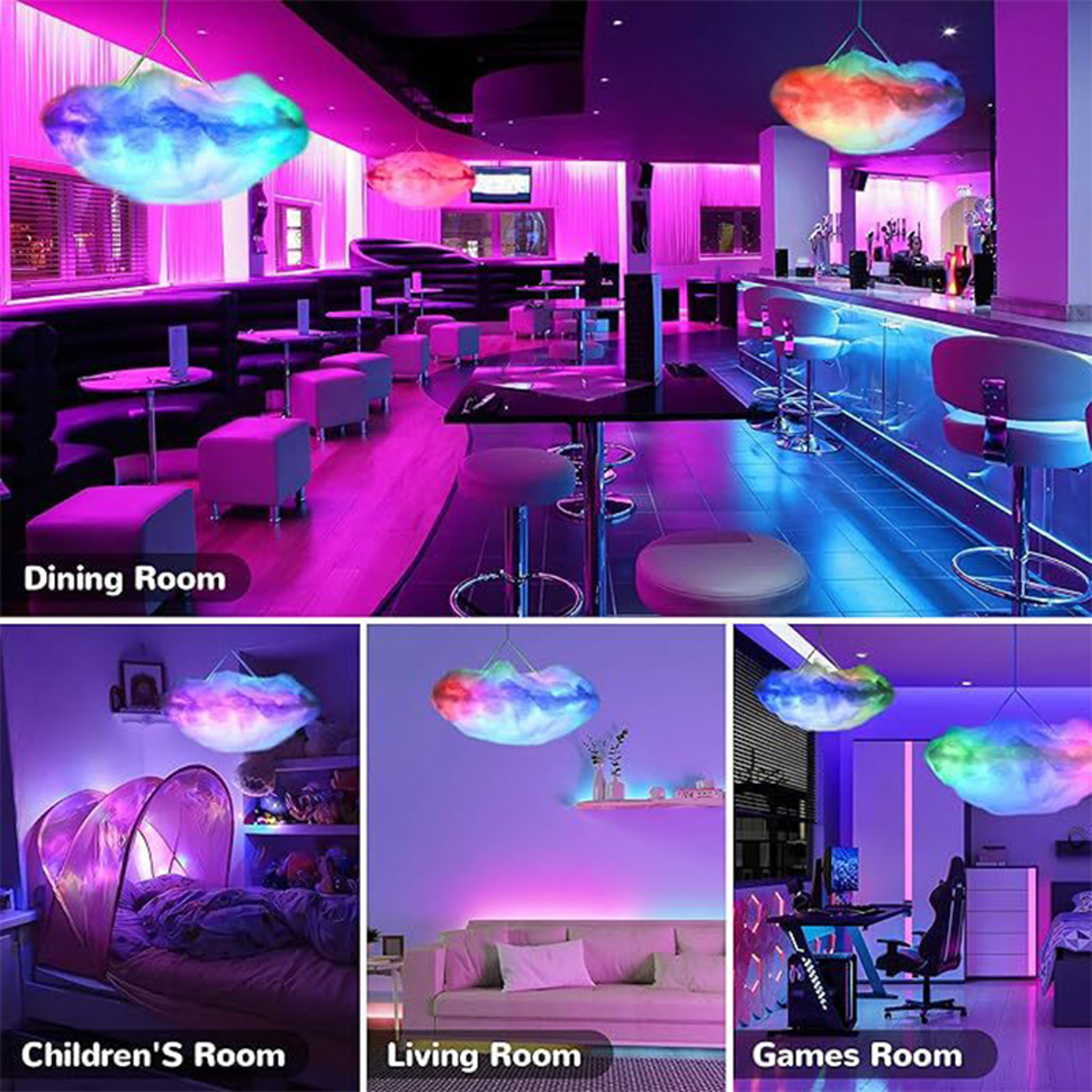 Thunder Cloud LED Light, Remote Control, APP DIY Color Changing Lamp, Perfect for Game Room, Party, Club, Home Decor – view 6