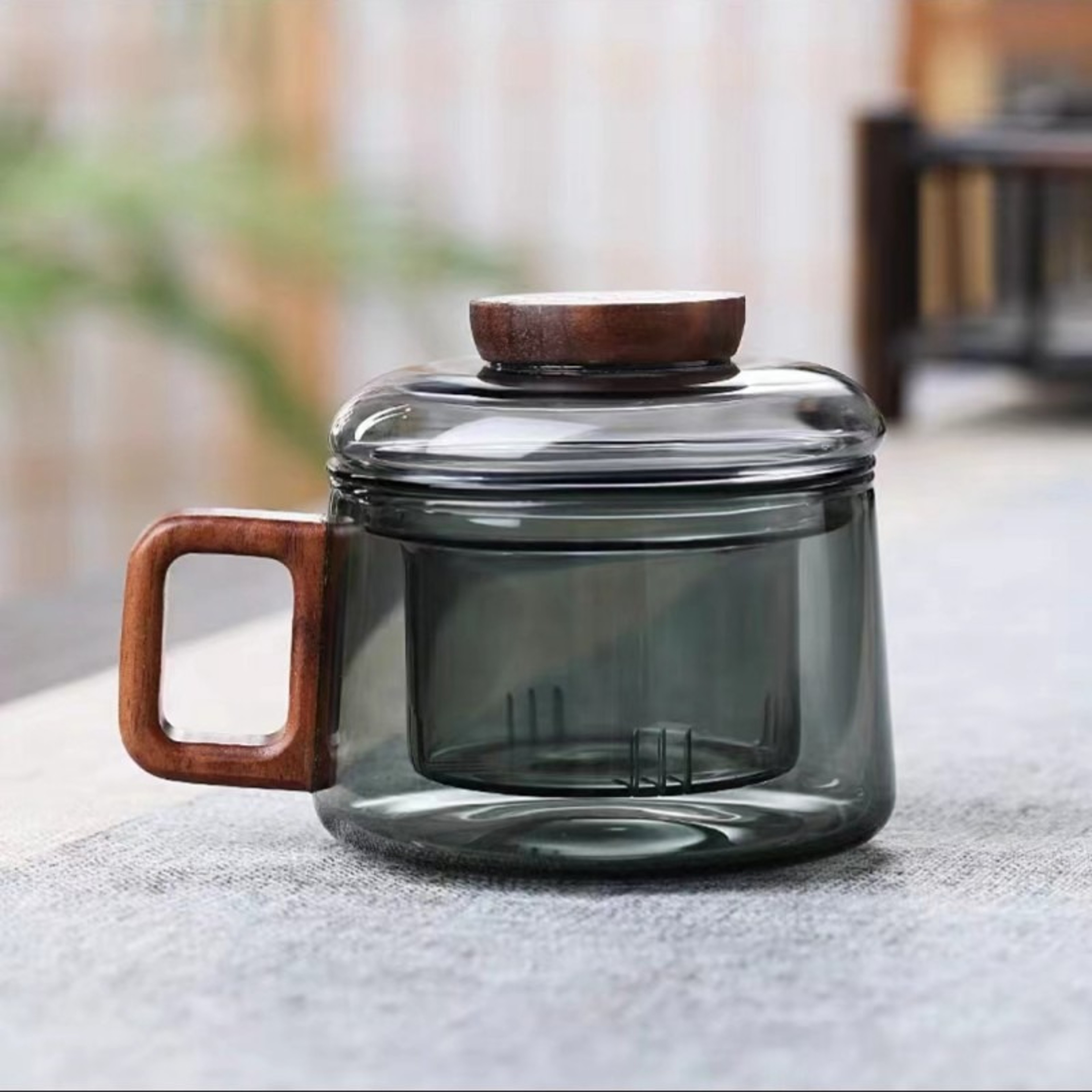 High Borosilicate Glass Teacup Glass Tea Cup With Filter And Wooden Handle Home Office Tea Separati