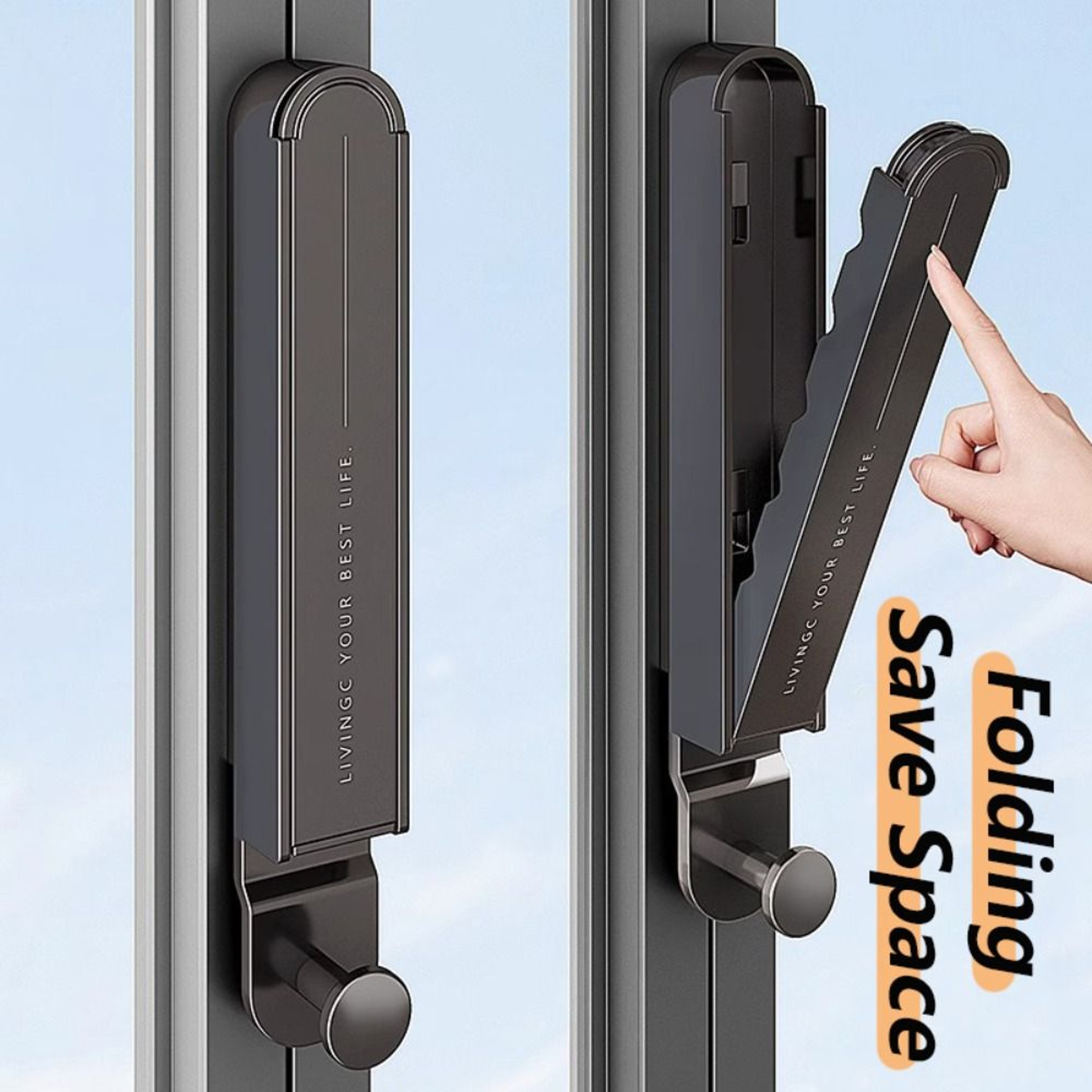 Retractable Save Space Hanging Clothes Rack Aluminum Folding Clothes Hanger Wall Mounted No Drillin 1
