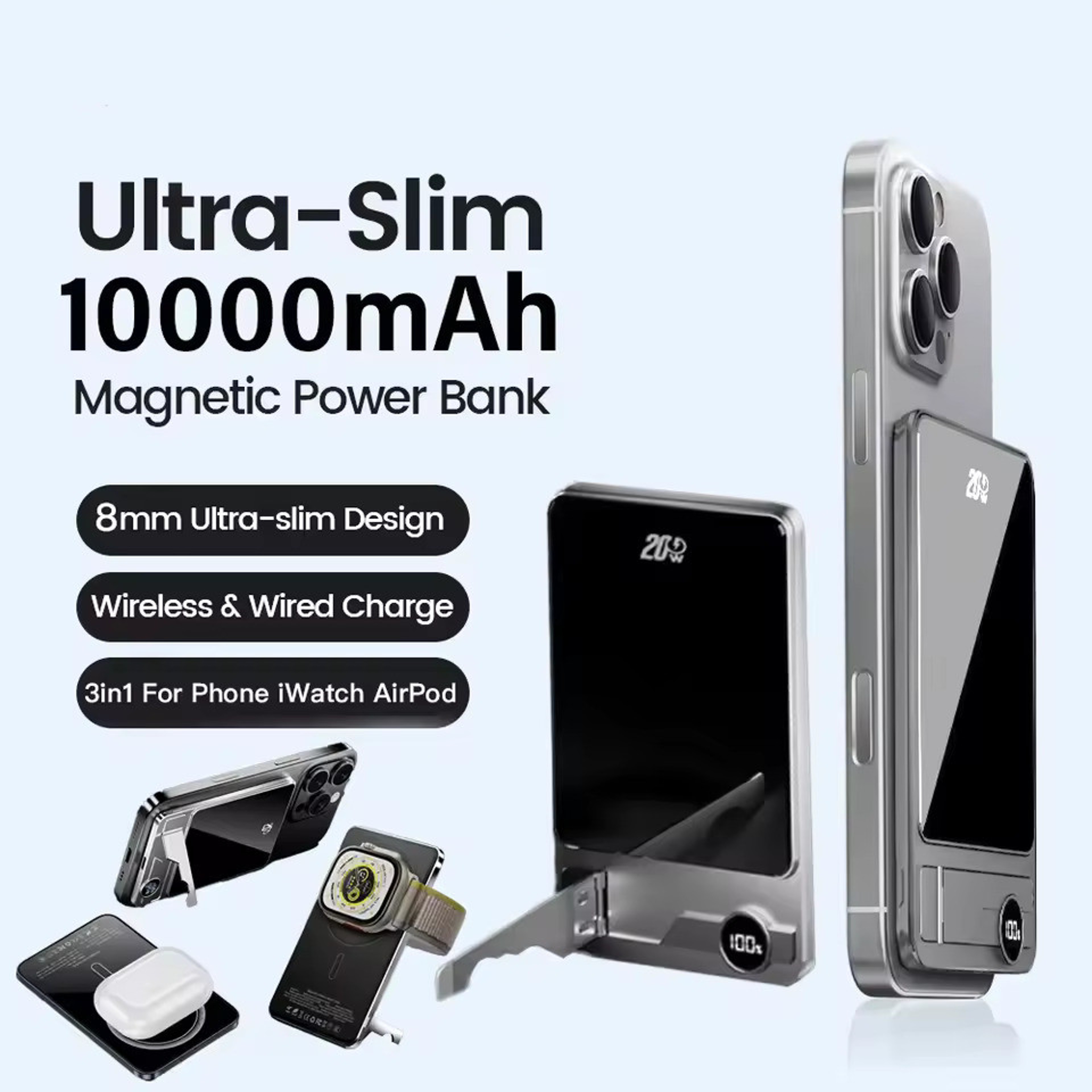 Wireless Fast Charging Power Bank Ultrathin Magnetic Portable Battery 3