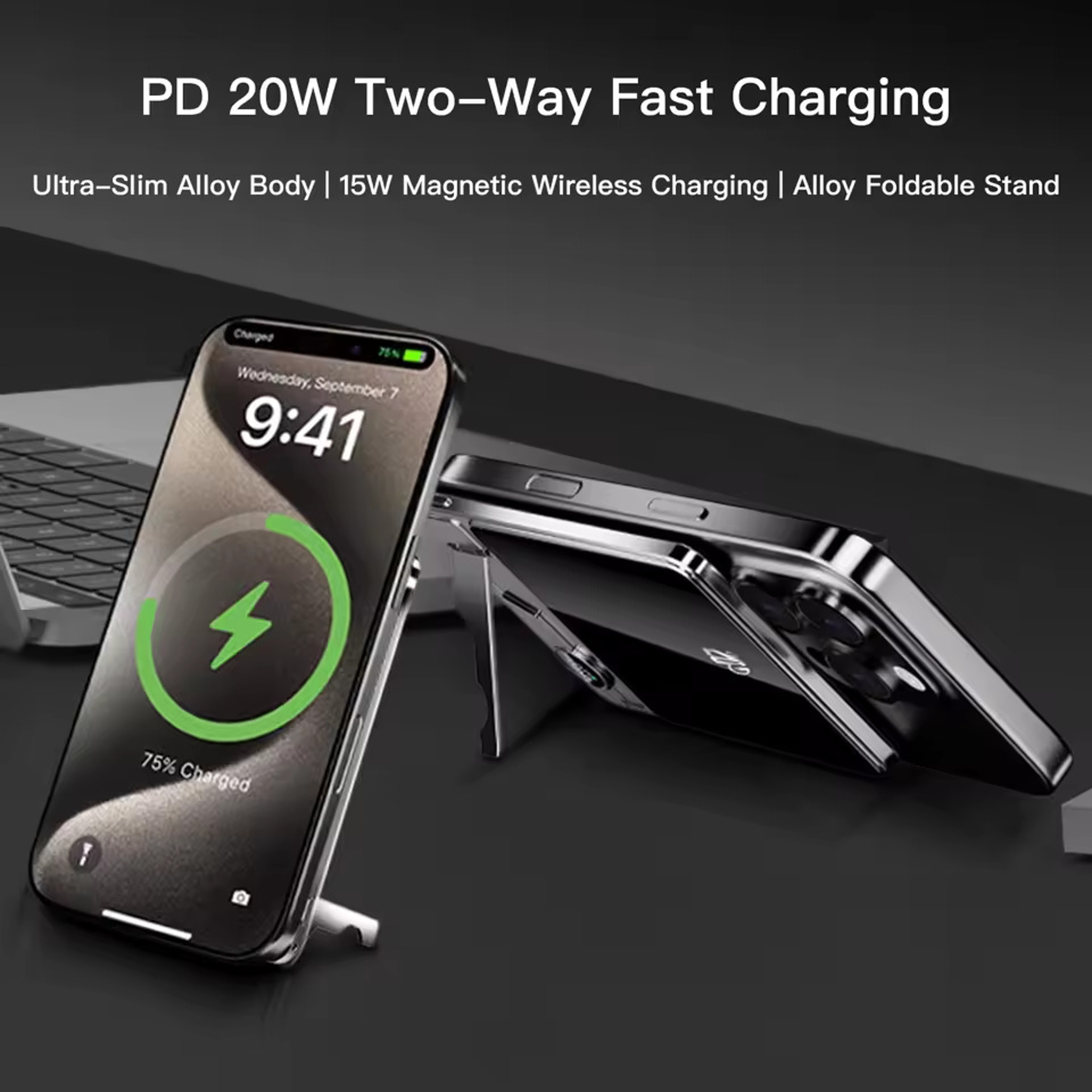 Wireless Fast Charging Power Bank Ultrathin Magnetic Portable Battery 1