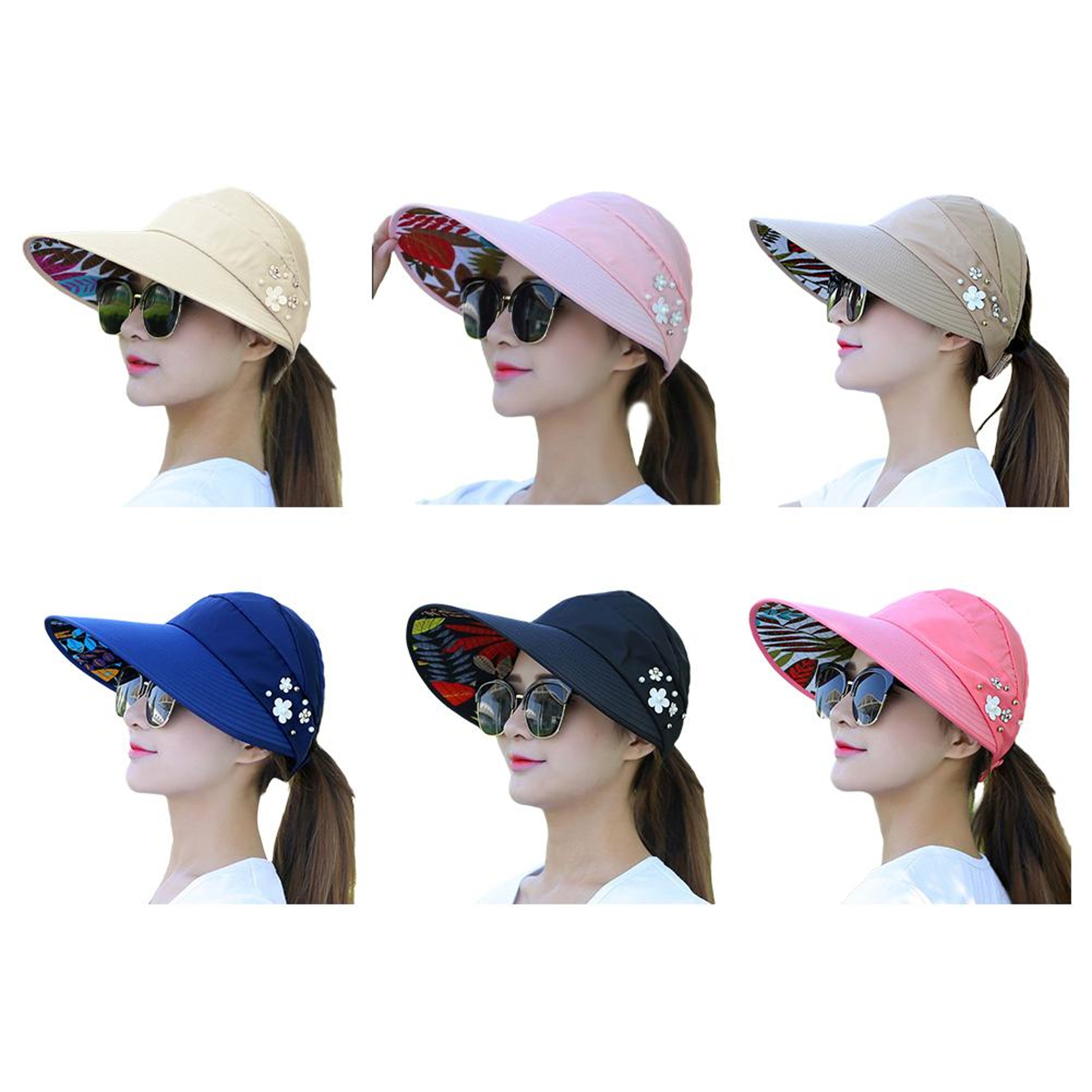 Ladies Fashion Summer Vacation Wide Brim Foldable Sun Hat AntiUV Beach Visor Caps Casual Hats For W 3