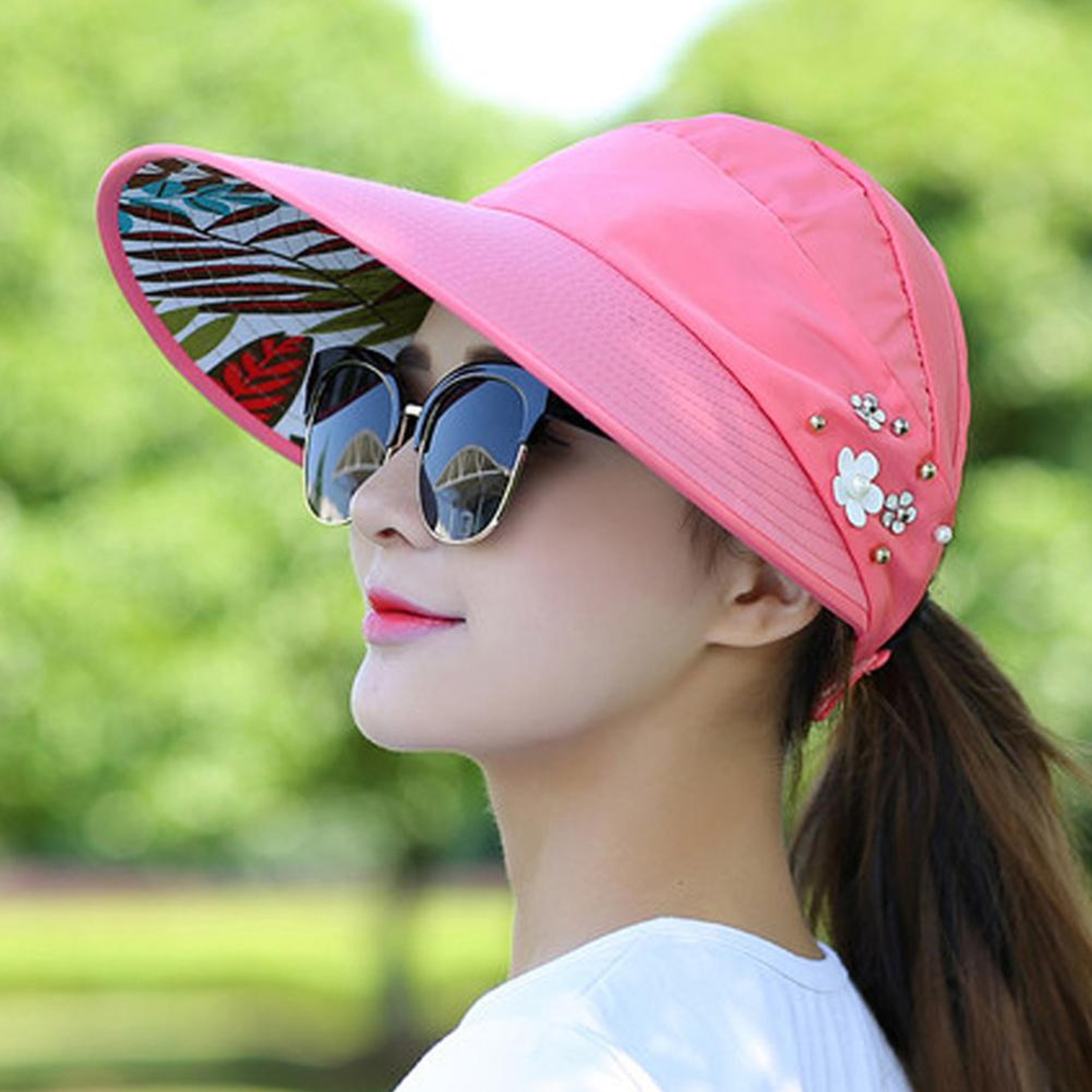 Ladies Fashion Summer Vacation Wide Brim Foldable Sun Hat AntiUV Beach Visor Caps Casual Hats For W 5