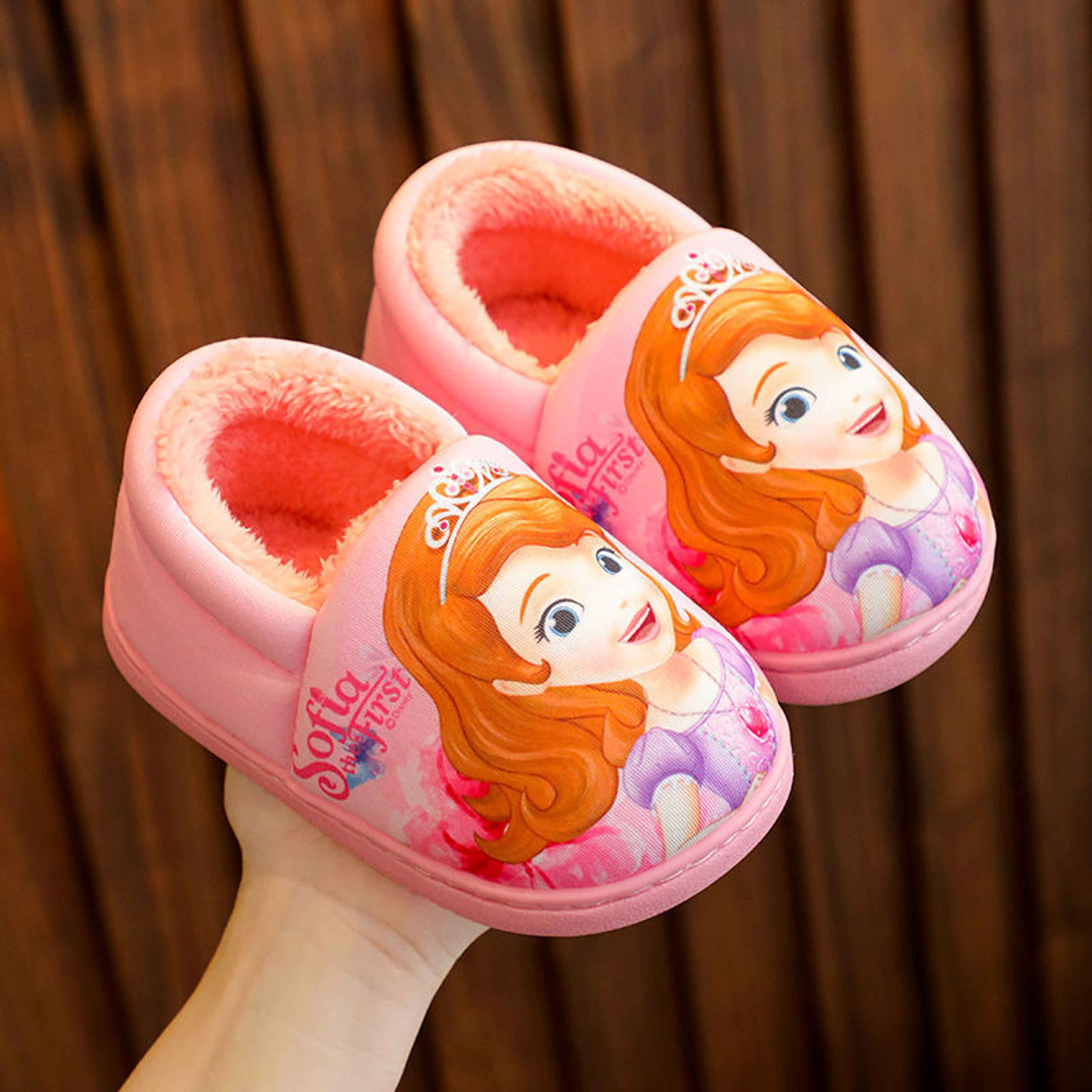 Elsa Winter Cotton Slippers For Girls Disney Princess Frozen Heel Slippers Black Purple Kids Warm F 2