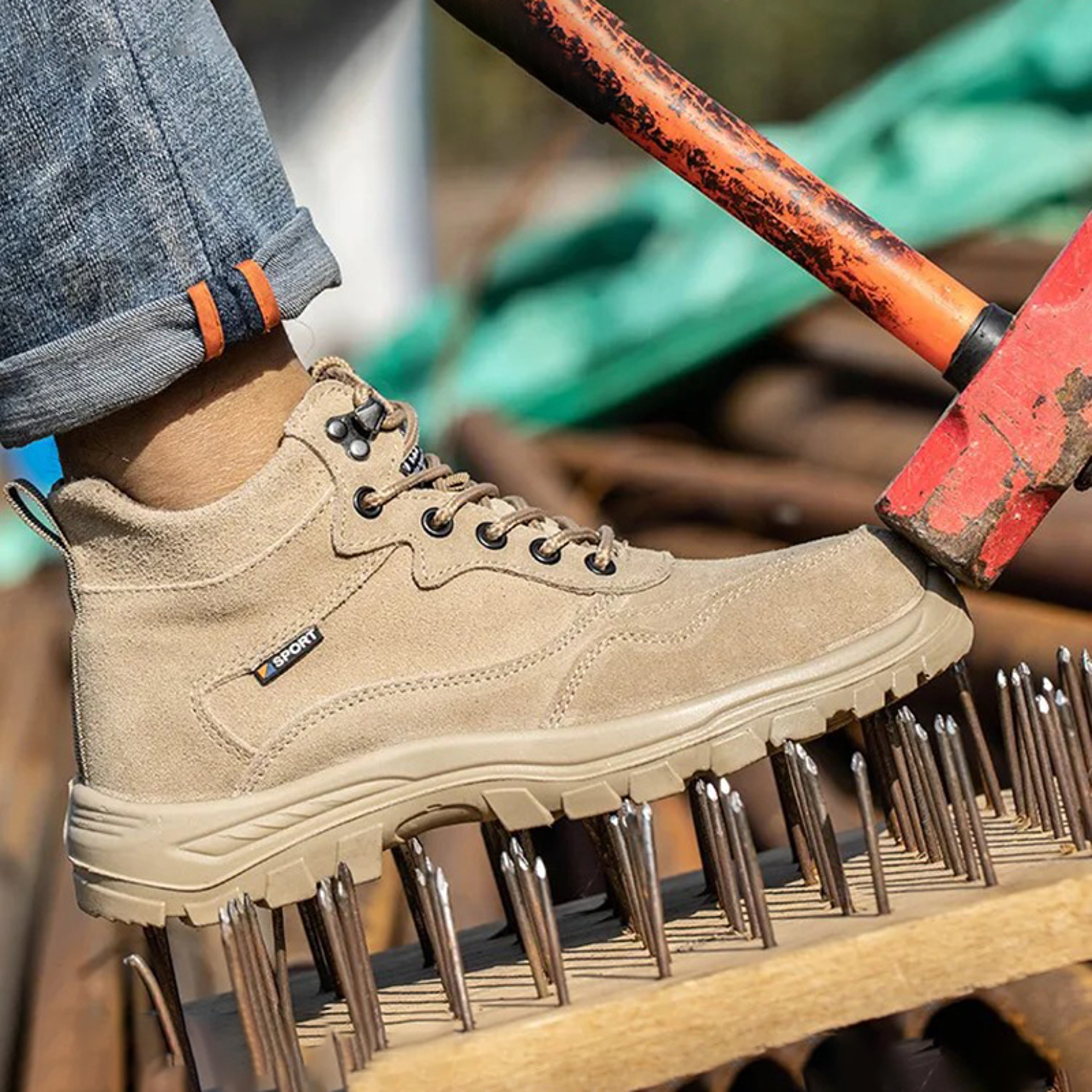 Oulylan Male Steel Toe Safety Shoes AntiSkid Outdoor Labor Footwear Breathable AntiPuncture Work Bo 1