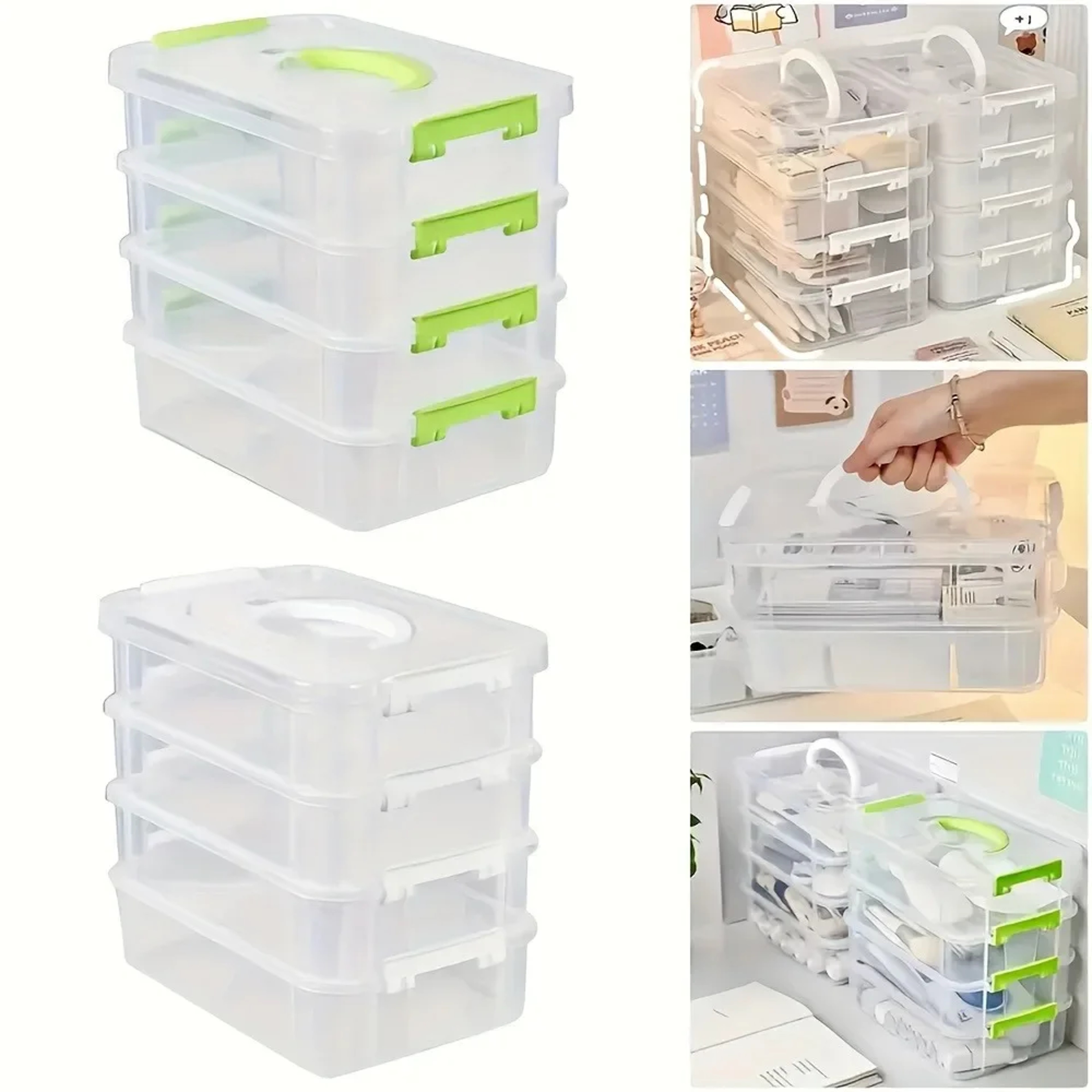 Stackable Storage Casket Building Blocks Storage Box Transparent Tool Classification MoistureProof  4