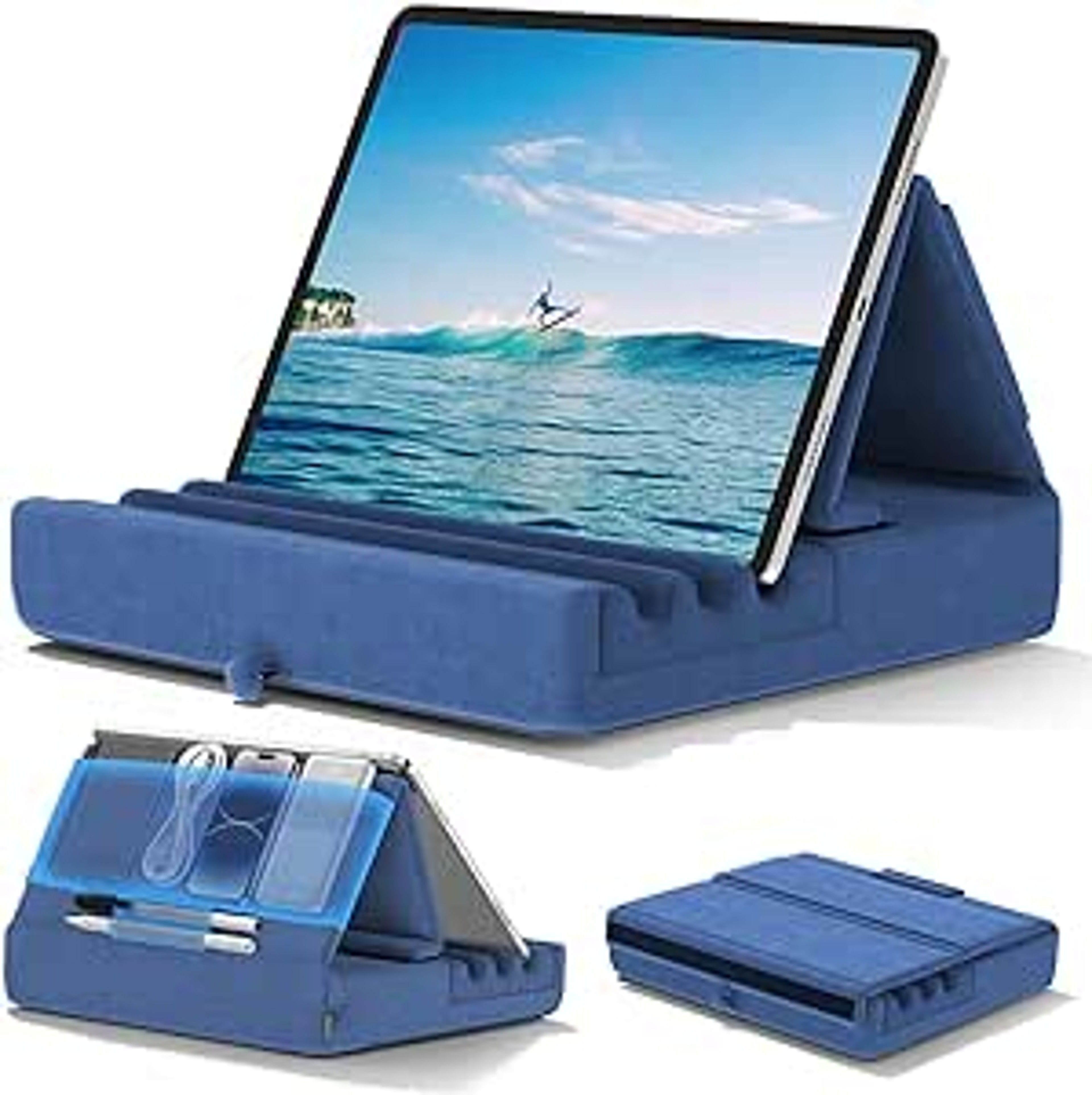 Foldable IPad Tablet Pillow Holder For Lap Desk Bed Soft Pad Dock With Pocket  Stylus Mount For IPa 5