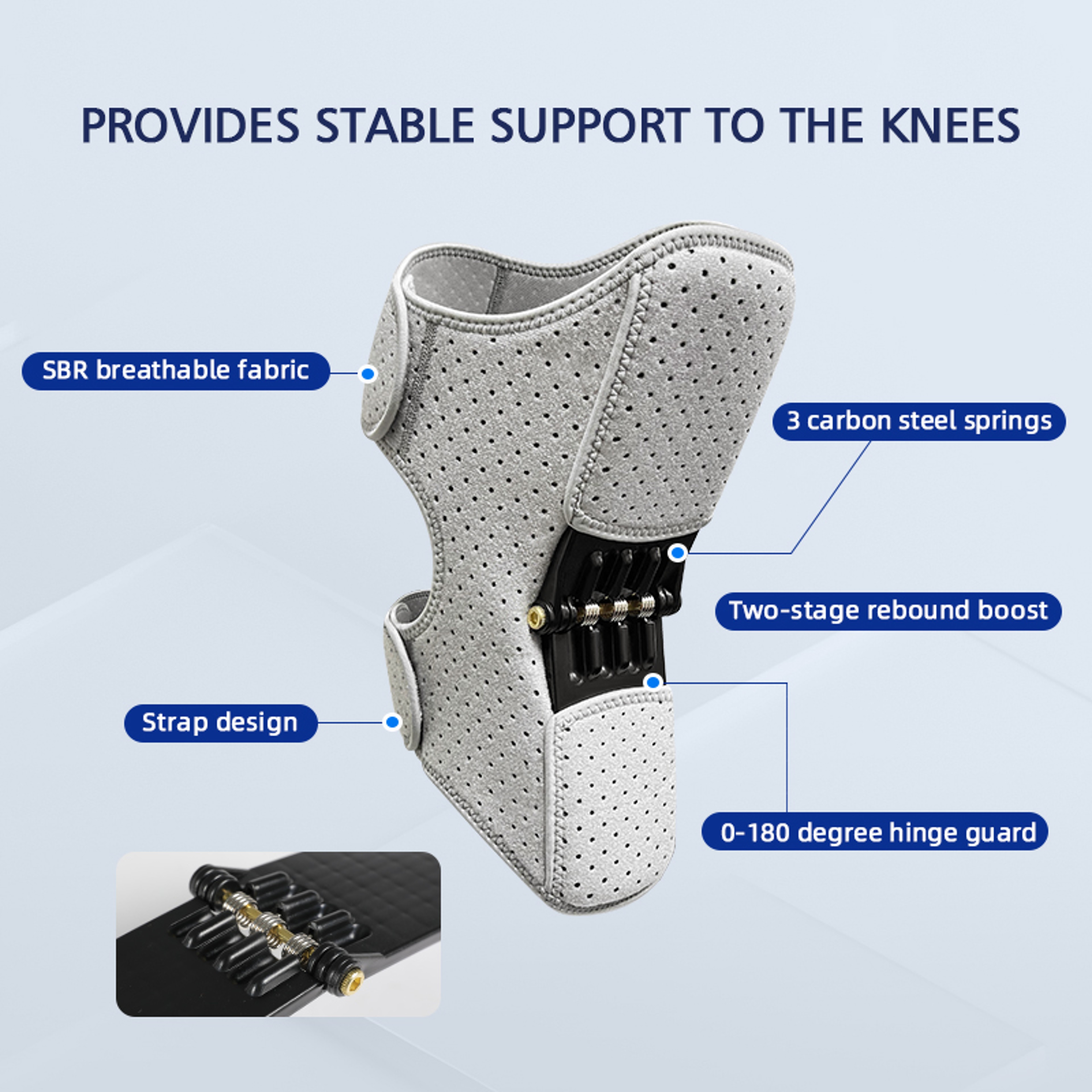 Knee Brace with Triple-Spring Booster, Adjustable Stabilizer for Men Women, Rebound Support for Squats & Sports Training – view 5