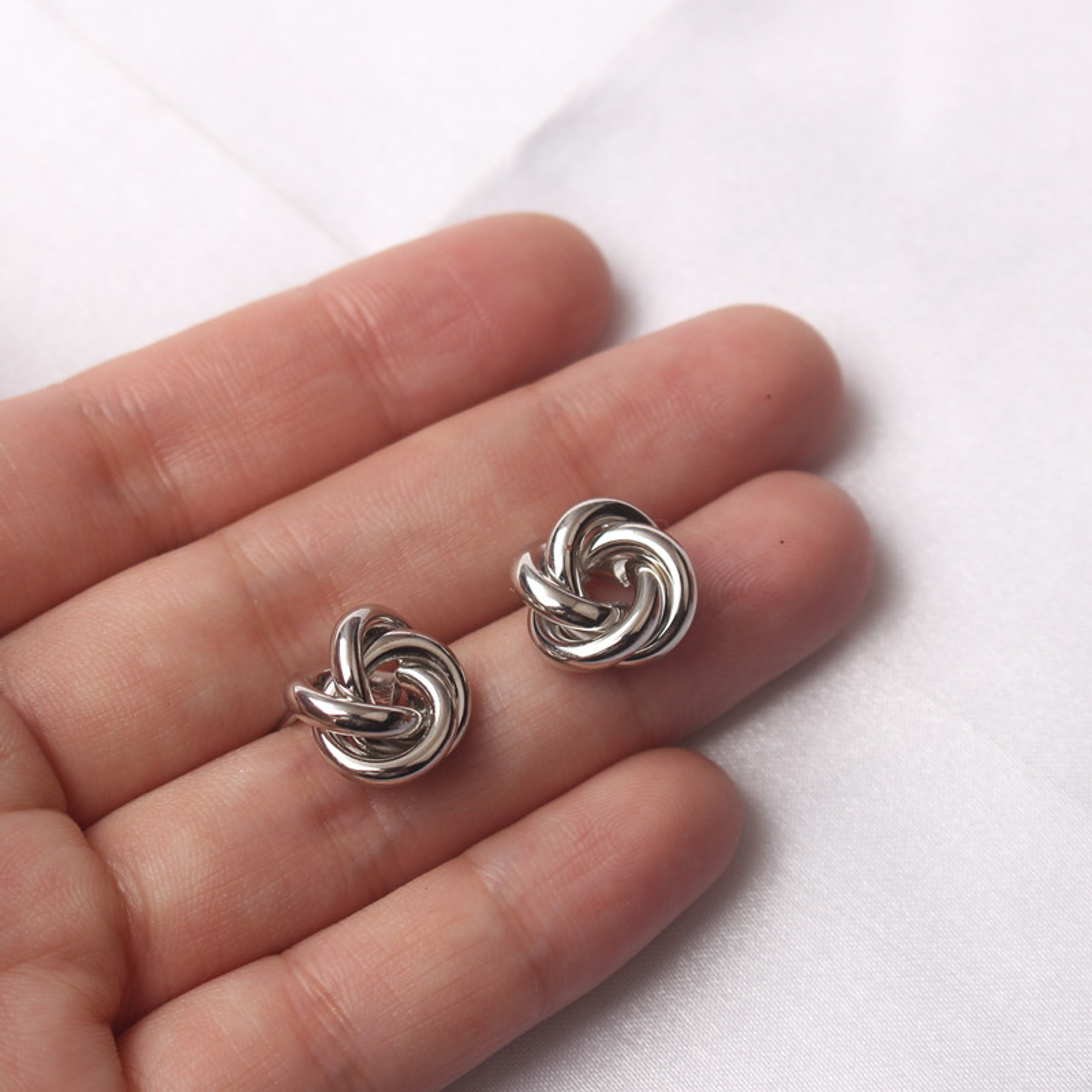 Gold Color Twist Round Tiny Metal Stud Earrings For Women 5