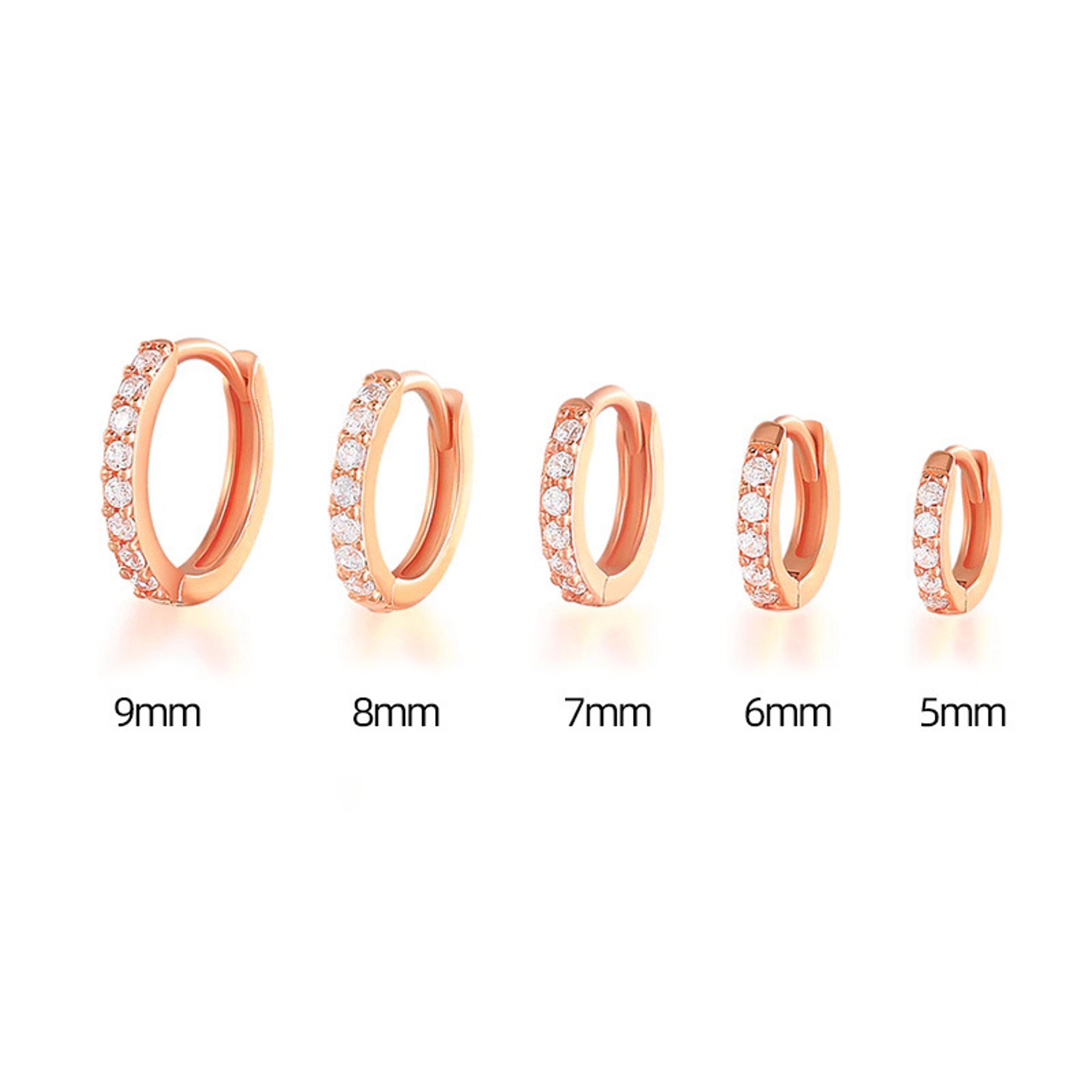 Stainless Steel Minimalist Cubic Zirconia Huggie Hoop Earrings Gold Silver Accent – view 7