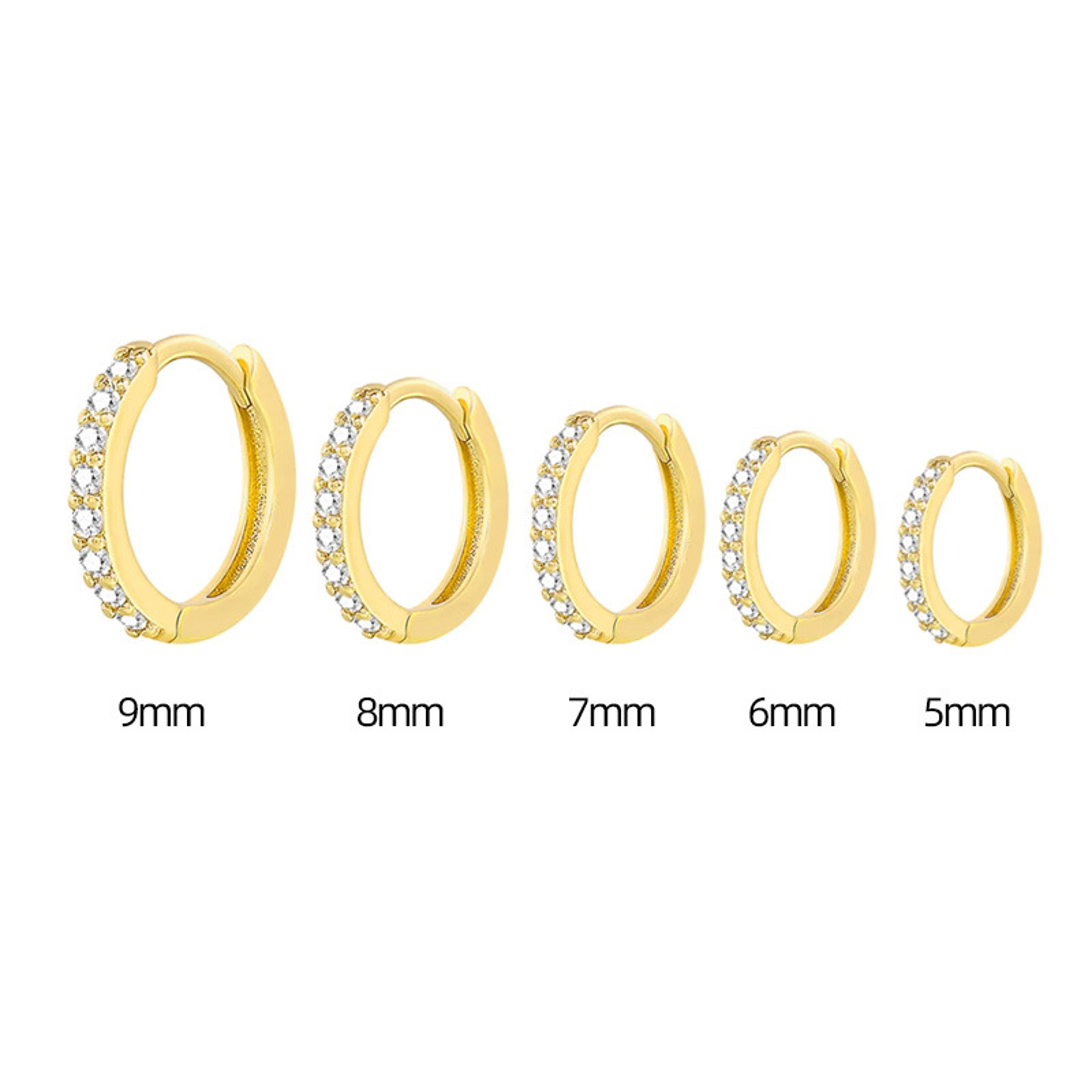 Stainless Steel Minimalist Cubic Zirconia Huggie Hoop Earrings Gold Silver Accent – view 10