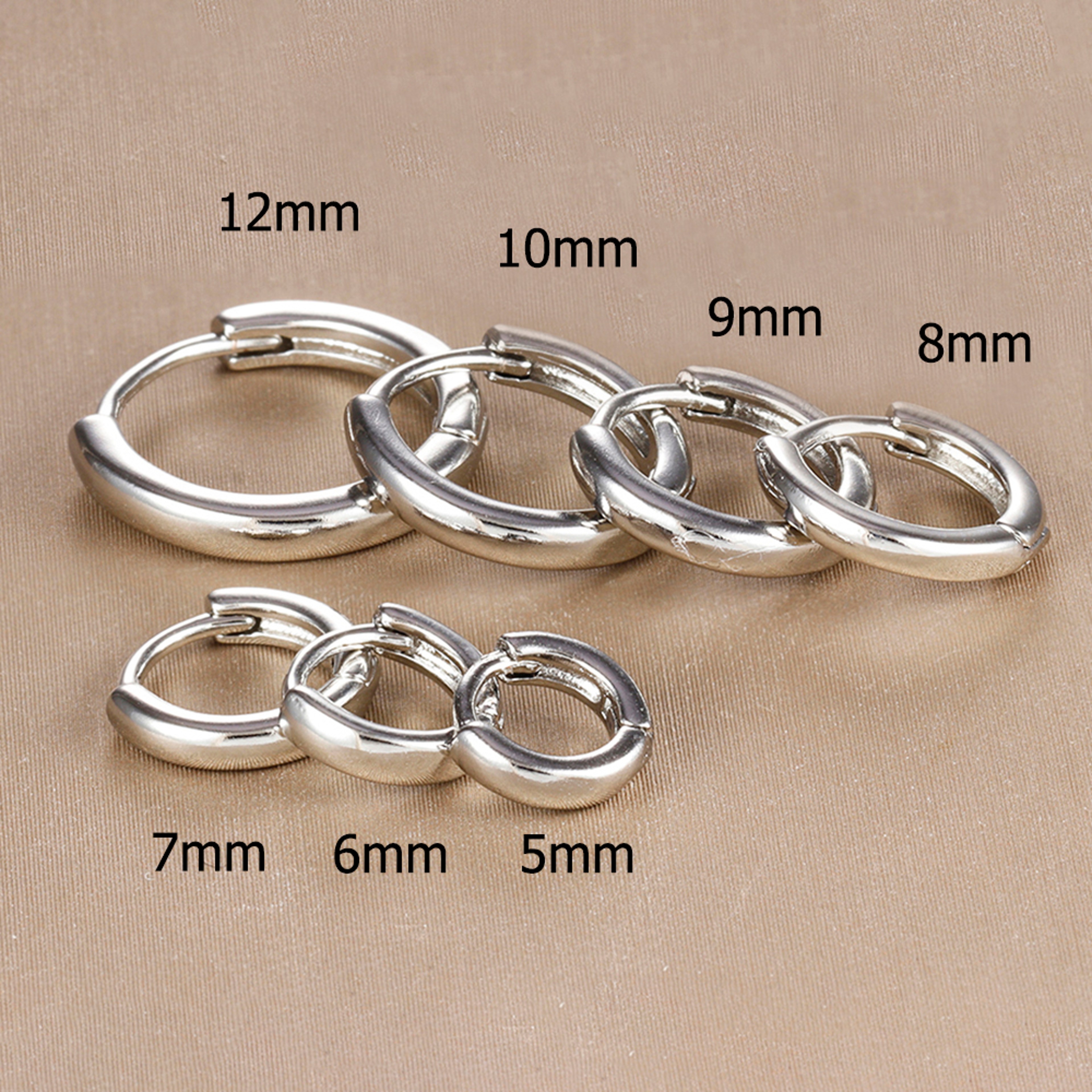 Stainless Steel Minimalist Cubic Zirconia Huggie Hoop Earrings Gold Silver Accent – view 8
