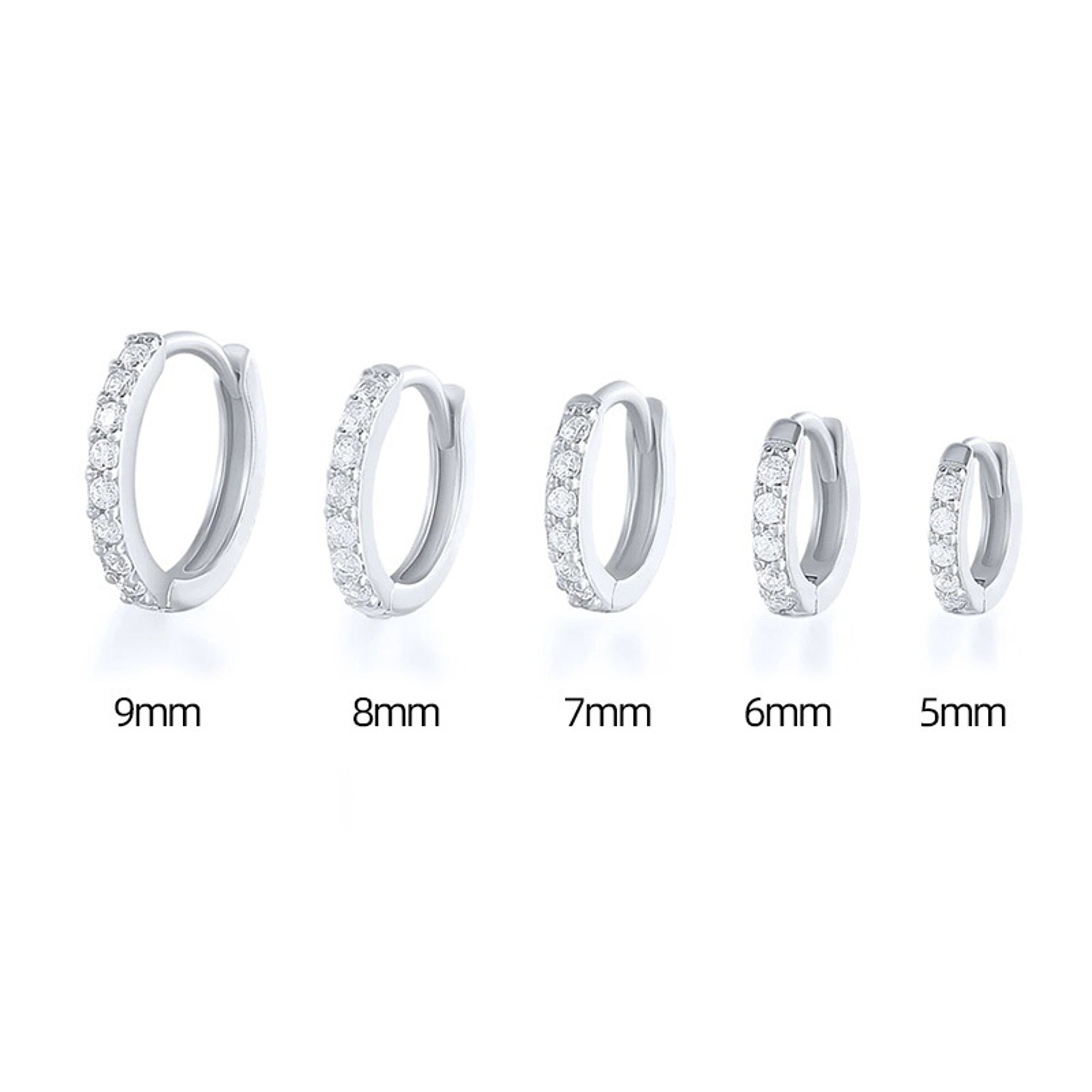 Stainless Steel Minimalist Cubic Zirconia Huggie Hoop Earrings Gold Silver Accent – view 11